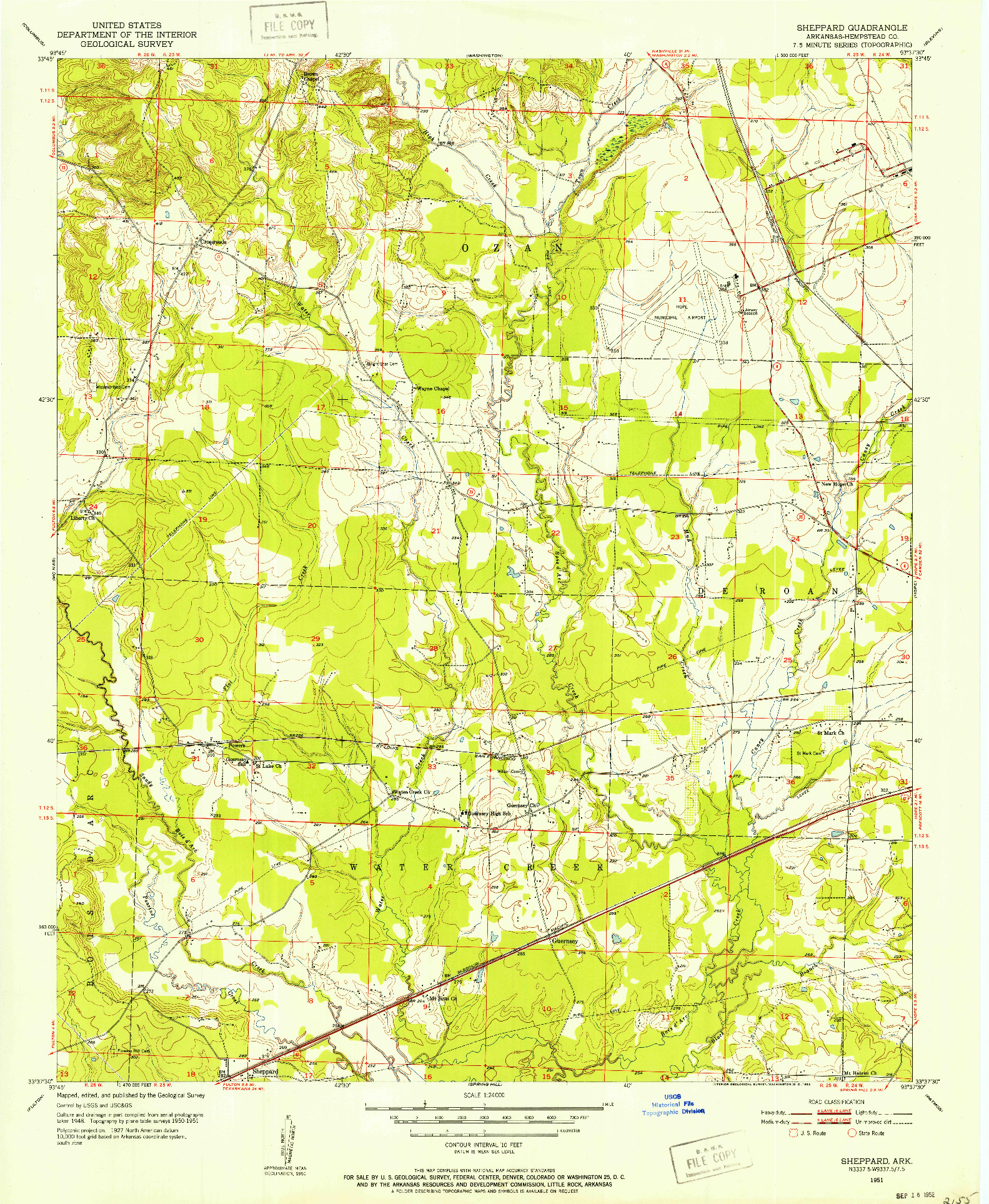 USGS 1:24000-SCALE QUADRANGLE FOR SHEPPARD, AR 1951