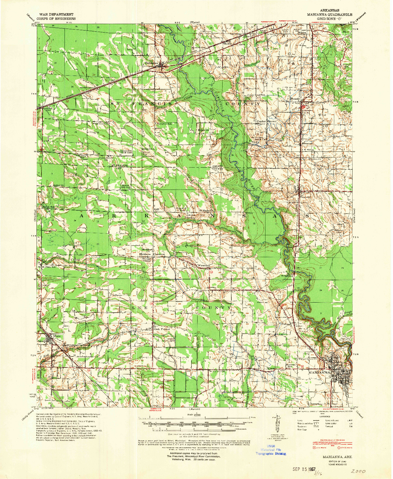 USGS 1:62500-SCALE QUADRANGLE FOR MARIANNA, AR 1940