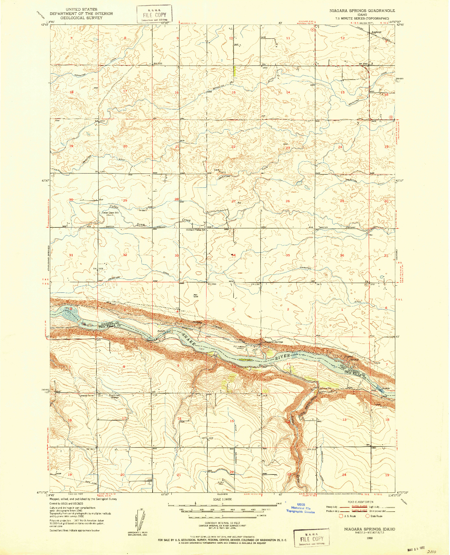 USGS 1:24000-SCALE QUADRANGLE FOR NIAGARA SPRINGS, ID 1950