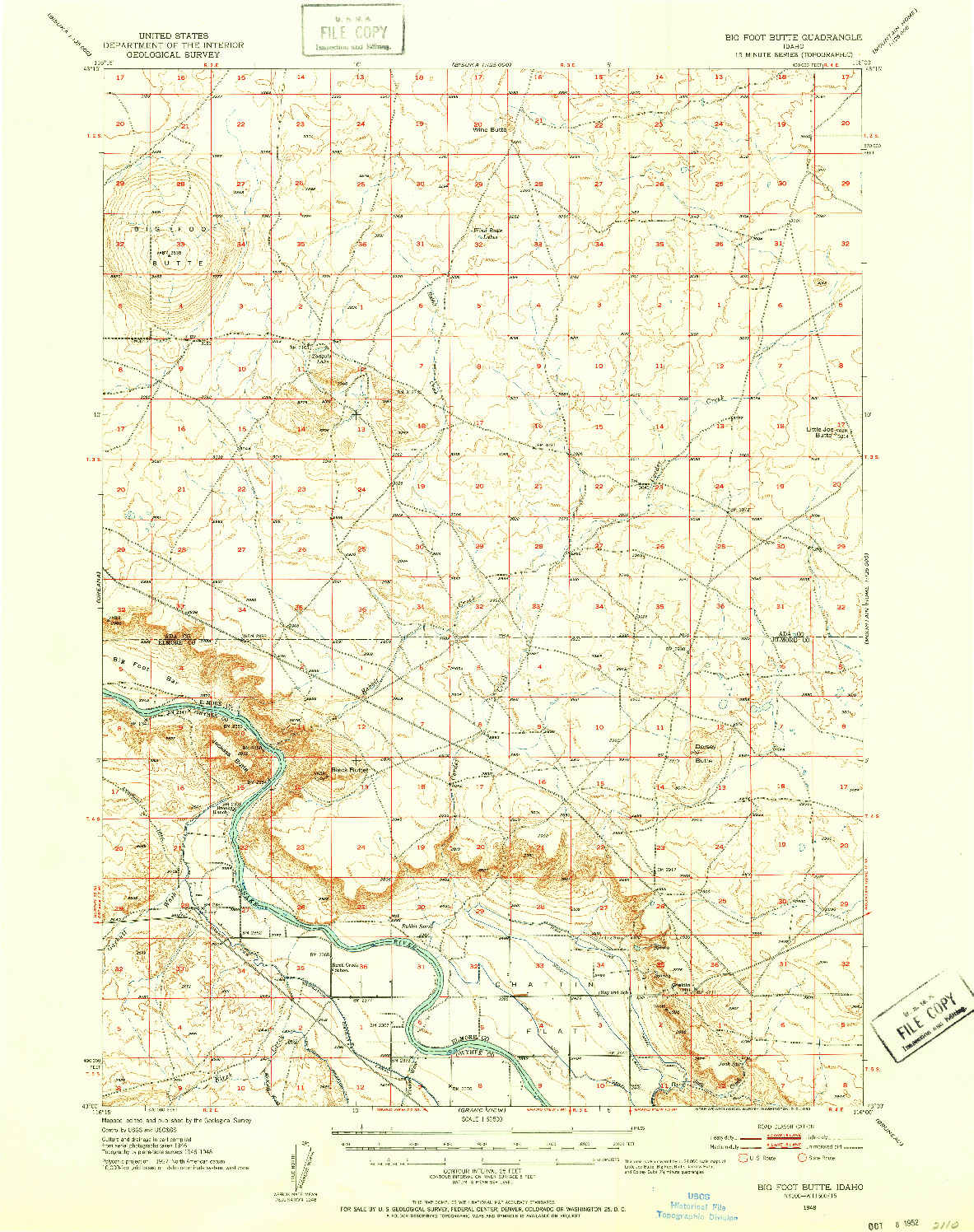 USGS 1:62500-SCALE QUADRANGLE FOR BIG FOOT BUTTE, ID 1948