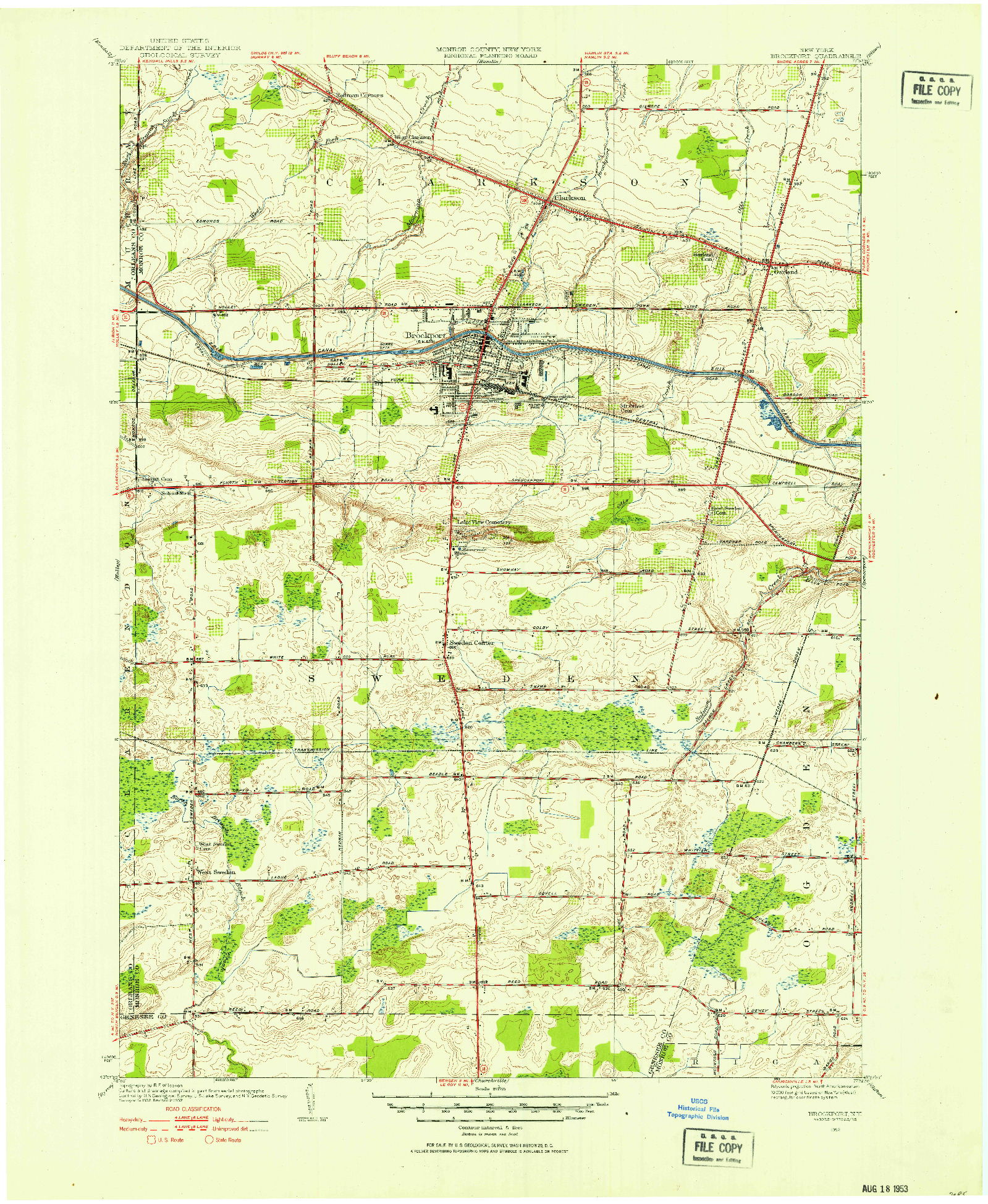 USGS 1:24000-SCALE QUADRANGLE FOR BROCKPORT, NY 1952