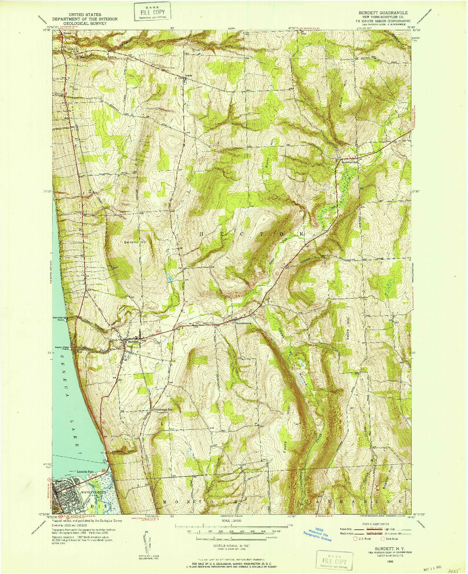 USGS 1:24000-SCALE QUADRANGLE FOR BURDETT, NY 1950