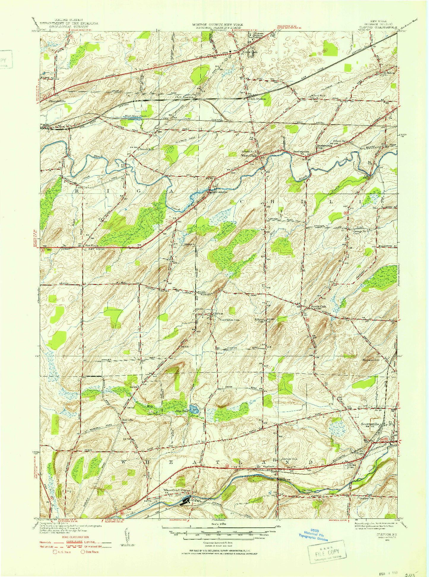 USGS 1:24000-SCALE QUADRANGLE FOR CLIFTON, NY 1950