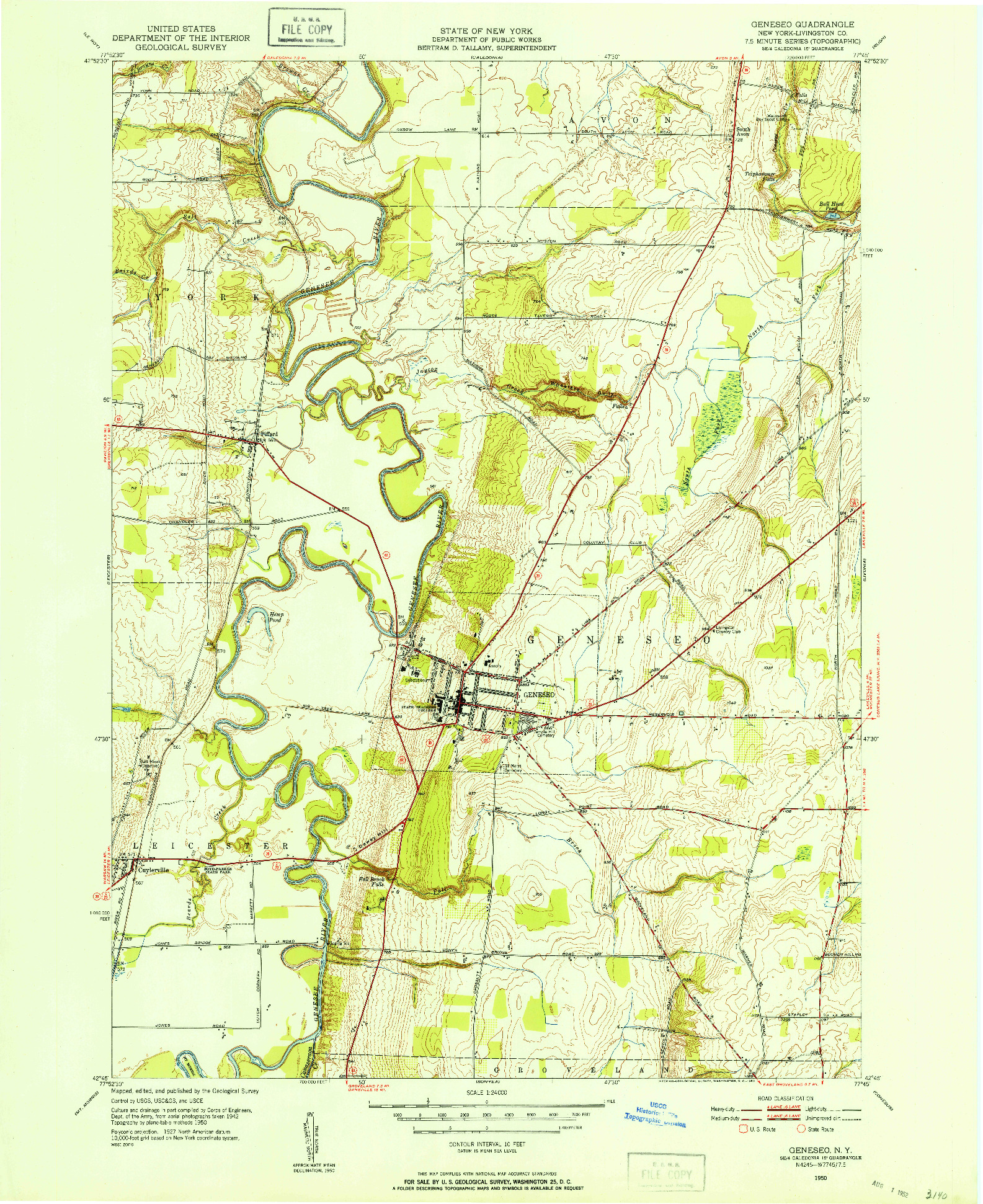 USGS 1:24000-SCALE QUADRANGLE FOR GENESEO, NY 1950