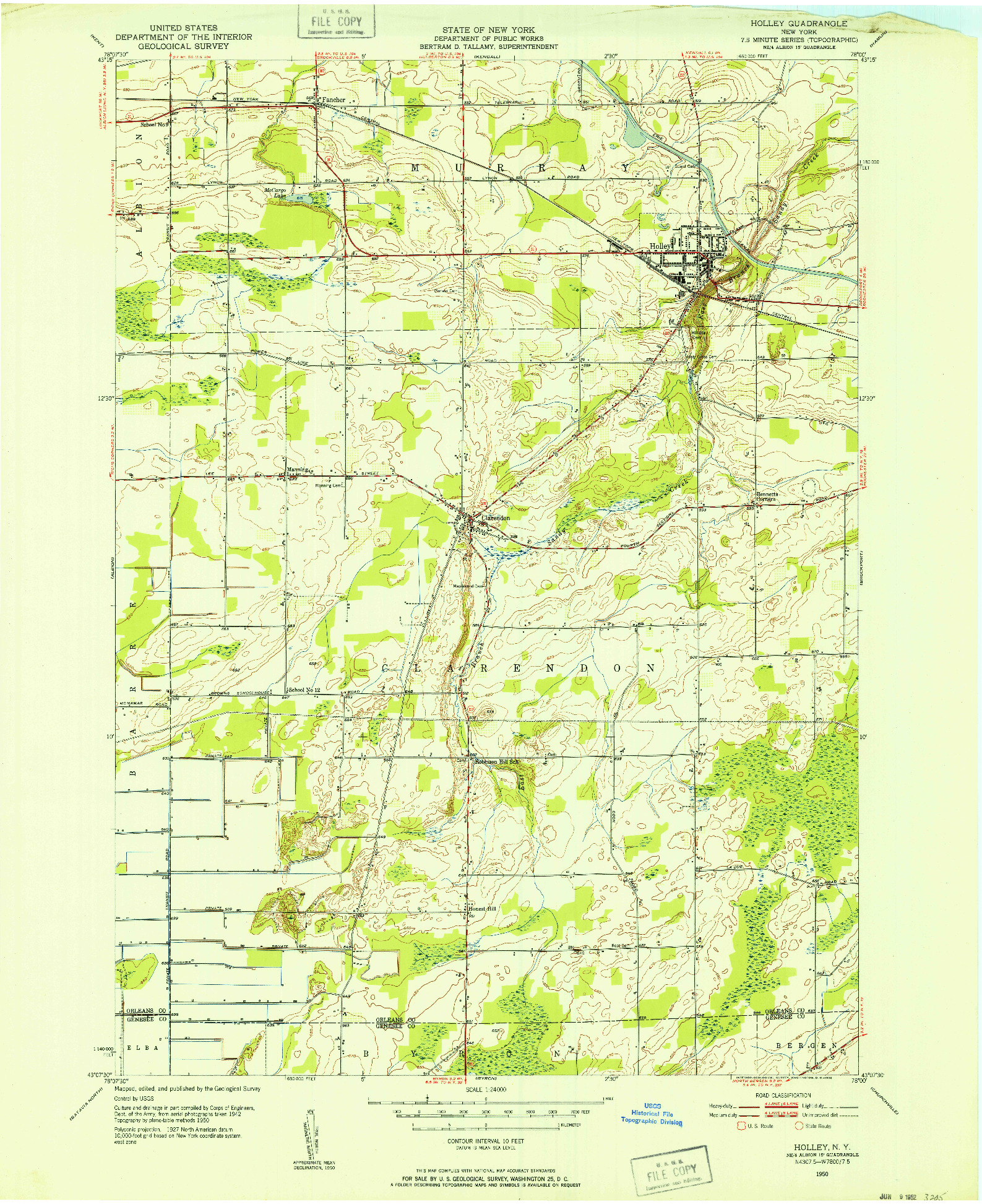 USGS 1:24000-SCALE QUADRANGLE FOR HOLLEY, NY 1950