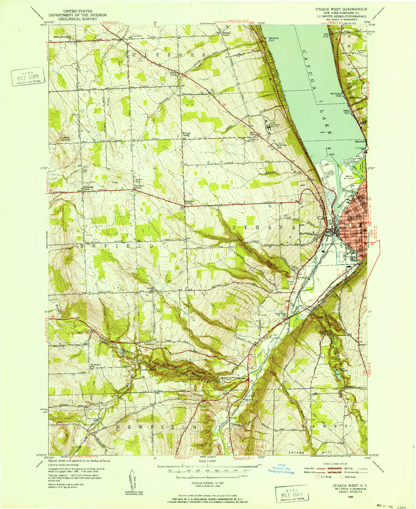 USGS 1:24000-SCALE QUADRANGLE FOR ITHACA WEST, NY 1949