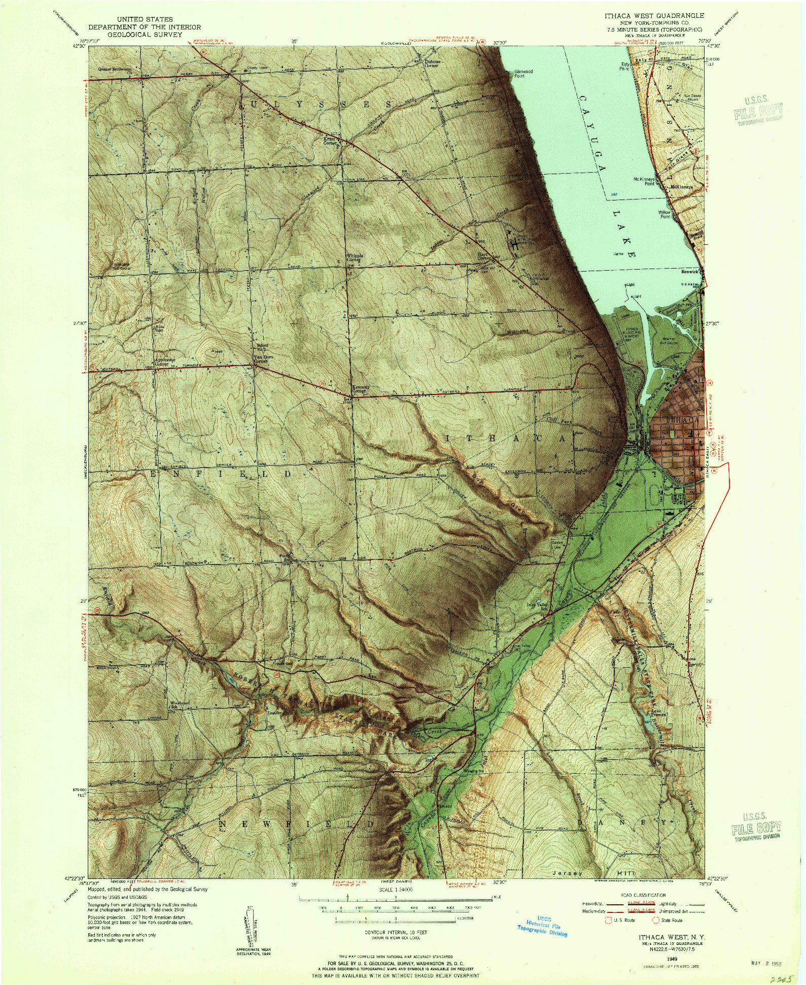 USGS 1:24000-SCALE QUADRANGLE FOR ITHACA WEST, NY 1949