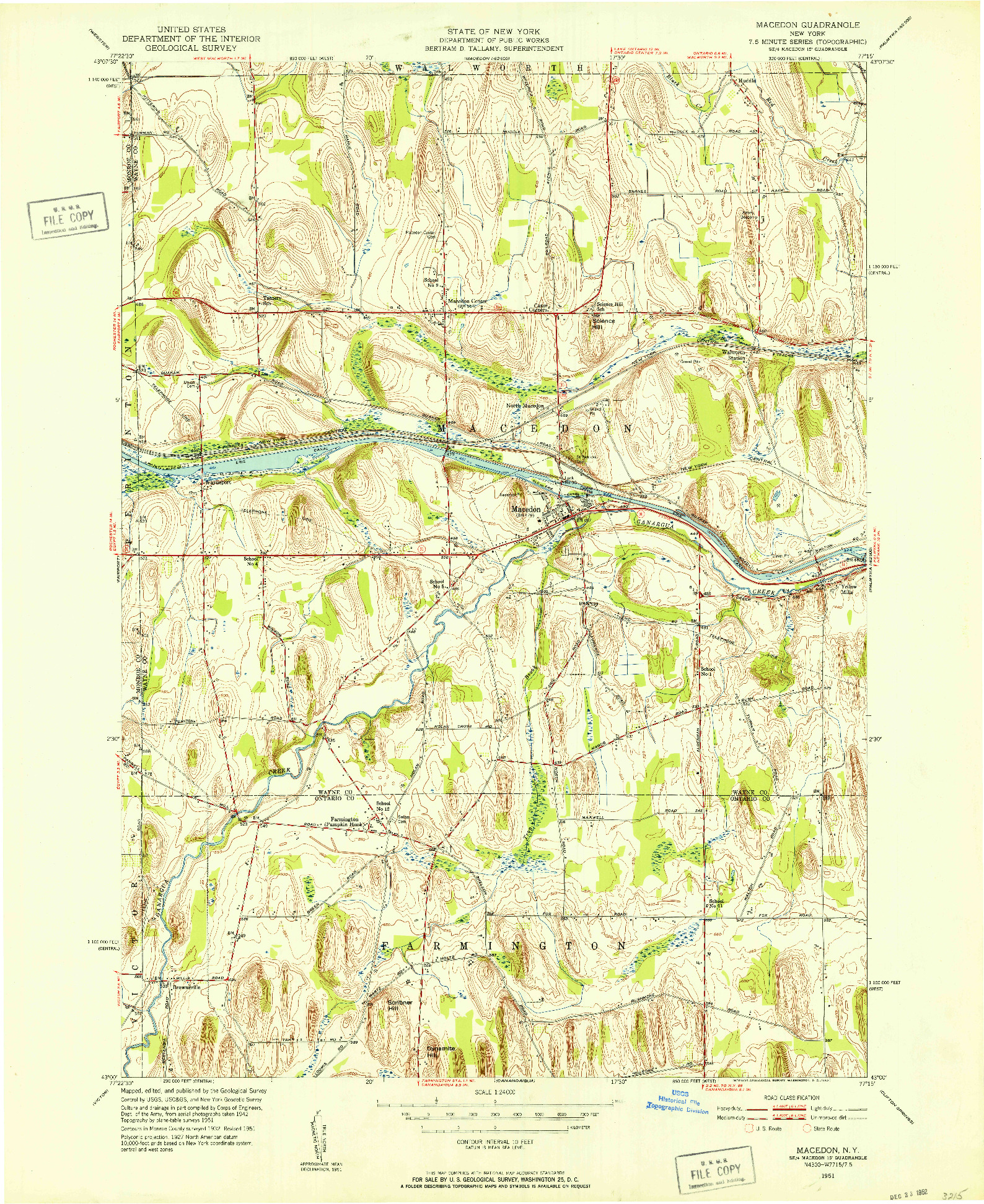 USGS 1:24000-SCALE QUADRANGLE FOR MACEDON, NY 1951