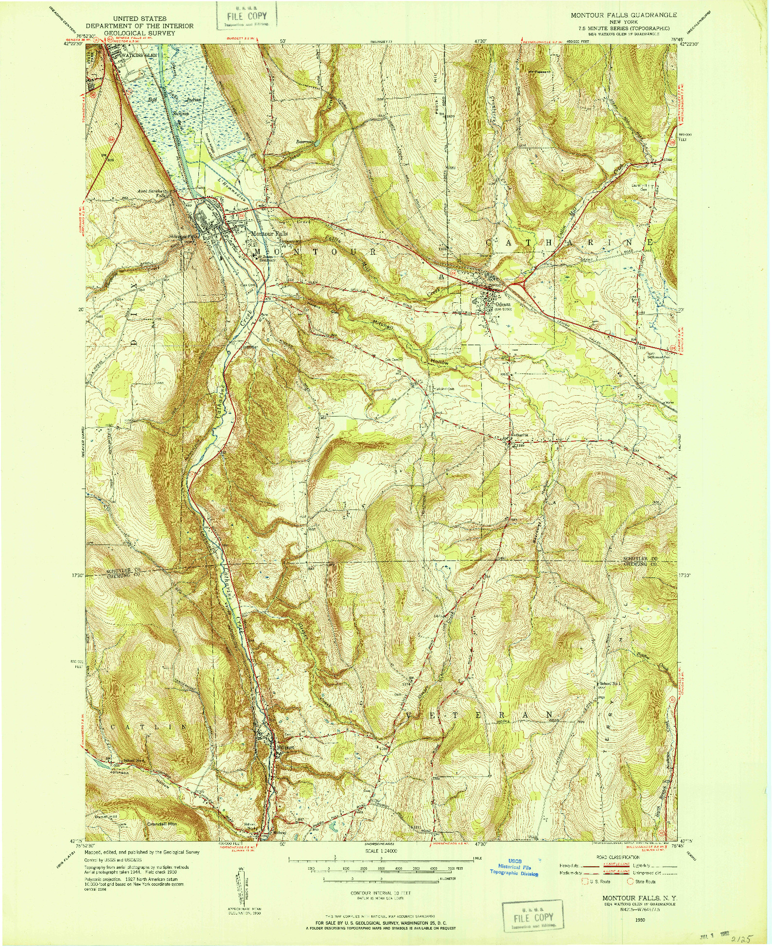 USGS 1:24000-SCALE QUADRANGLE FOR MONTOUR FALLS, NY 1950