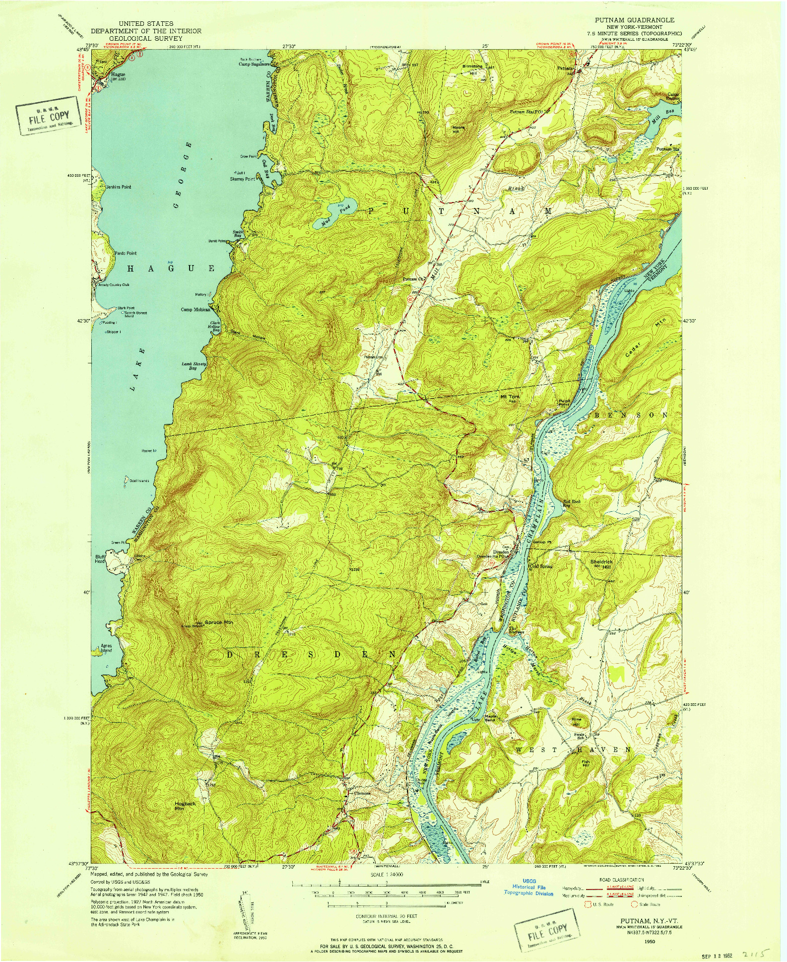 USGS 1:24000-SCALE QUADRANGLE FOR PUTNAM, NY 1950