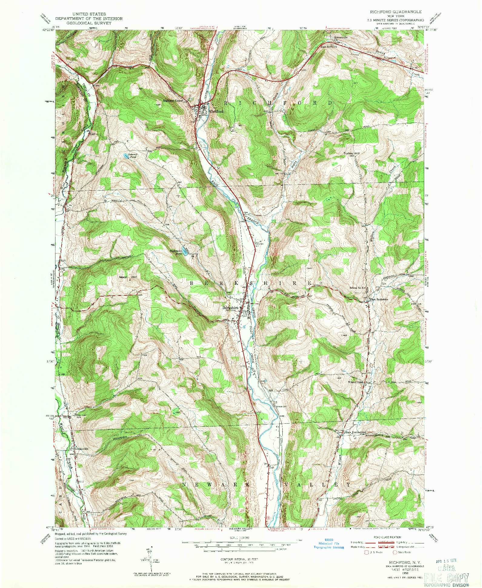 USGS 1:24000-SCALE QUADRANGLE FOR RICHFORD, NY 1950