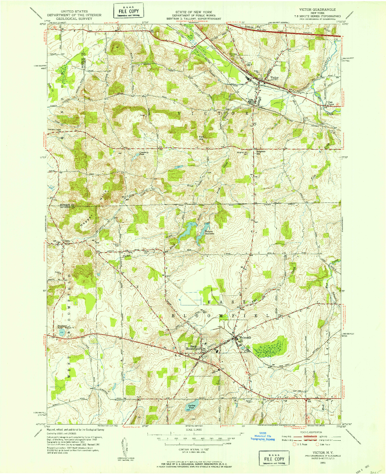 USGS 1:24000-SCALE QUADRANGLE FOR VICTOR, NY 1951