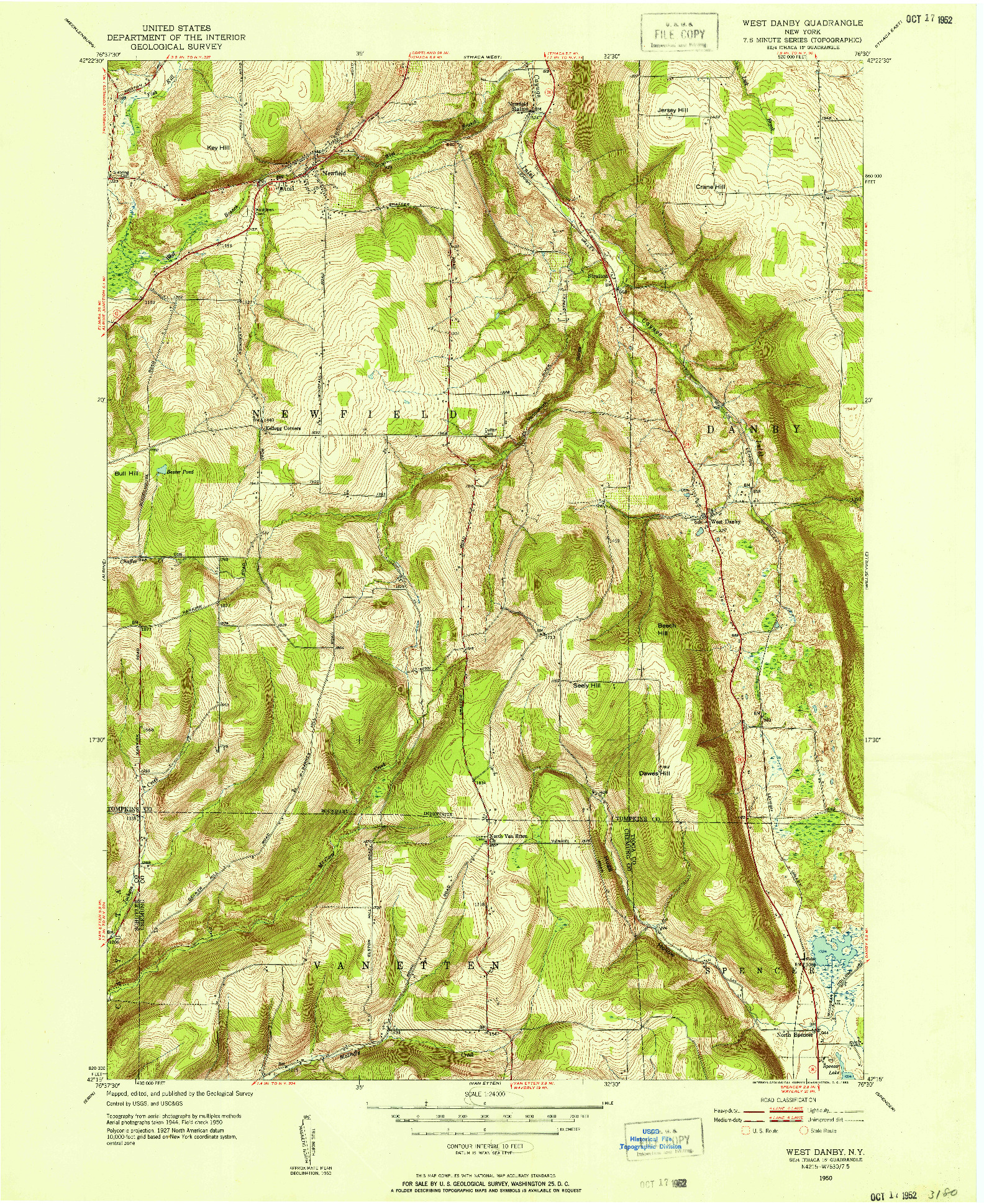 USGS 1:24000-SCALE QUADRANGLE FOR WEST DANBY, NY 1950