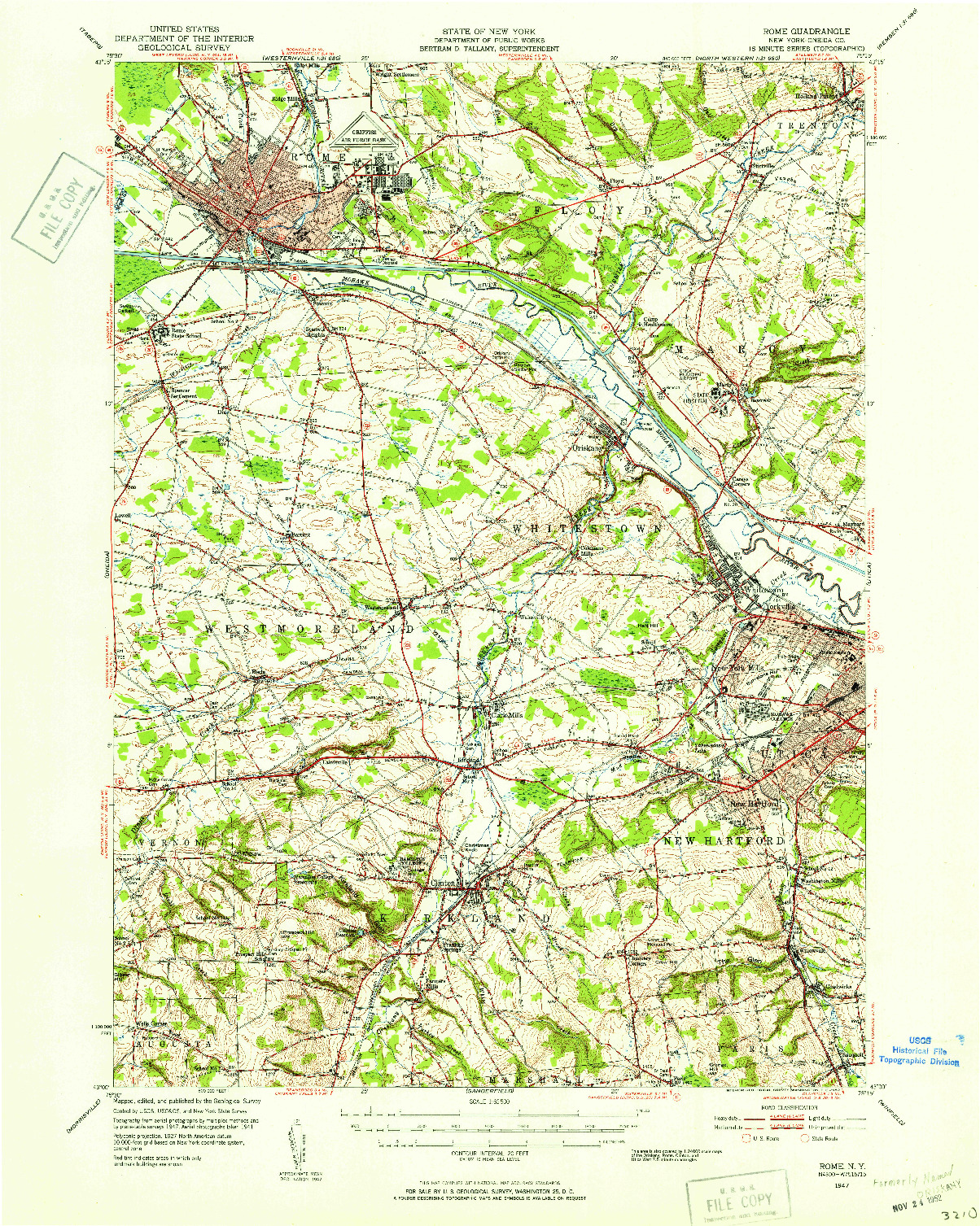 USGS 1:62500-SCALE QUADRANGLE FOR ROME, NY 1947