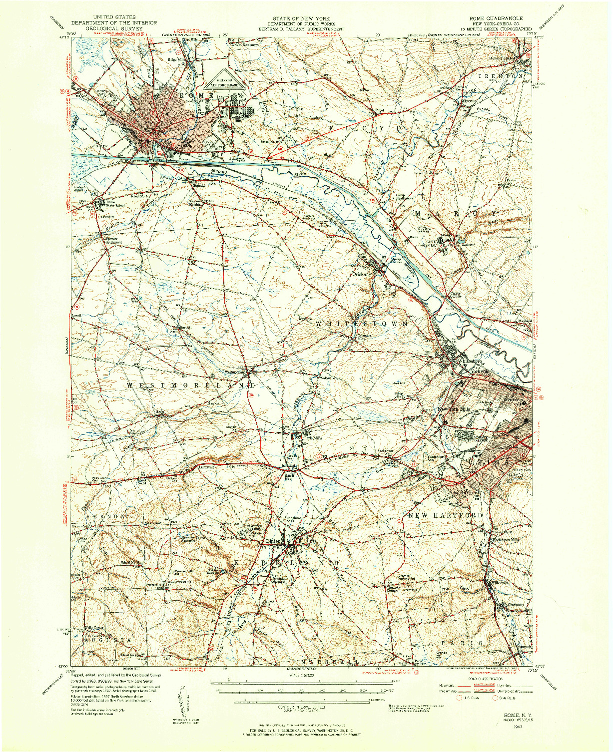USGS 1:62500-SCALE QUADRANGLE FOR ROME, NY 1947