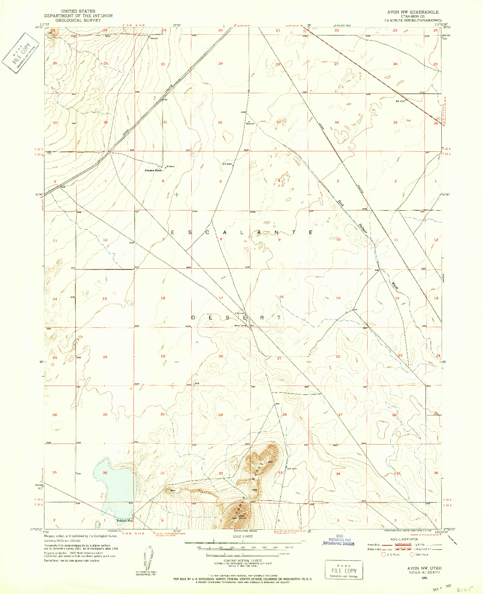 USGS 1:24000-SCALE QUADRANGLE FOR AVON NW, UT 1951