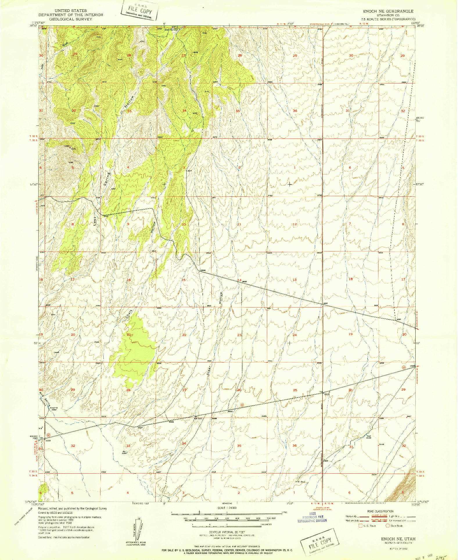 USGS 1:24000-SCALE QUADRANGLE FOR ENOCH NE, UT 1952