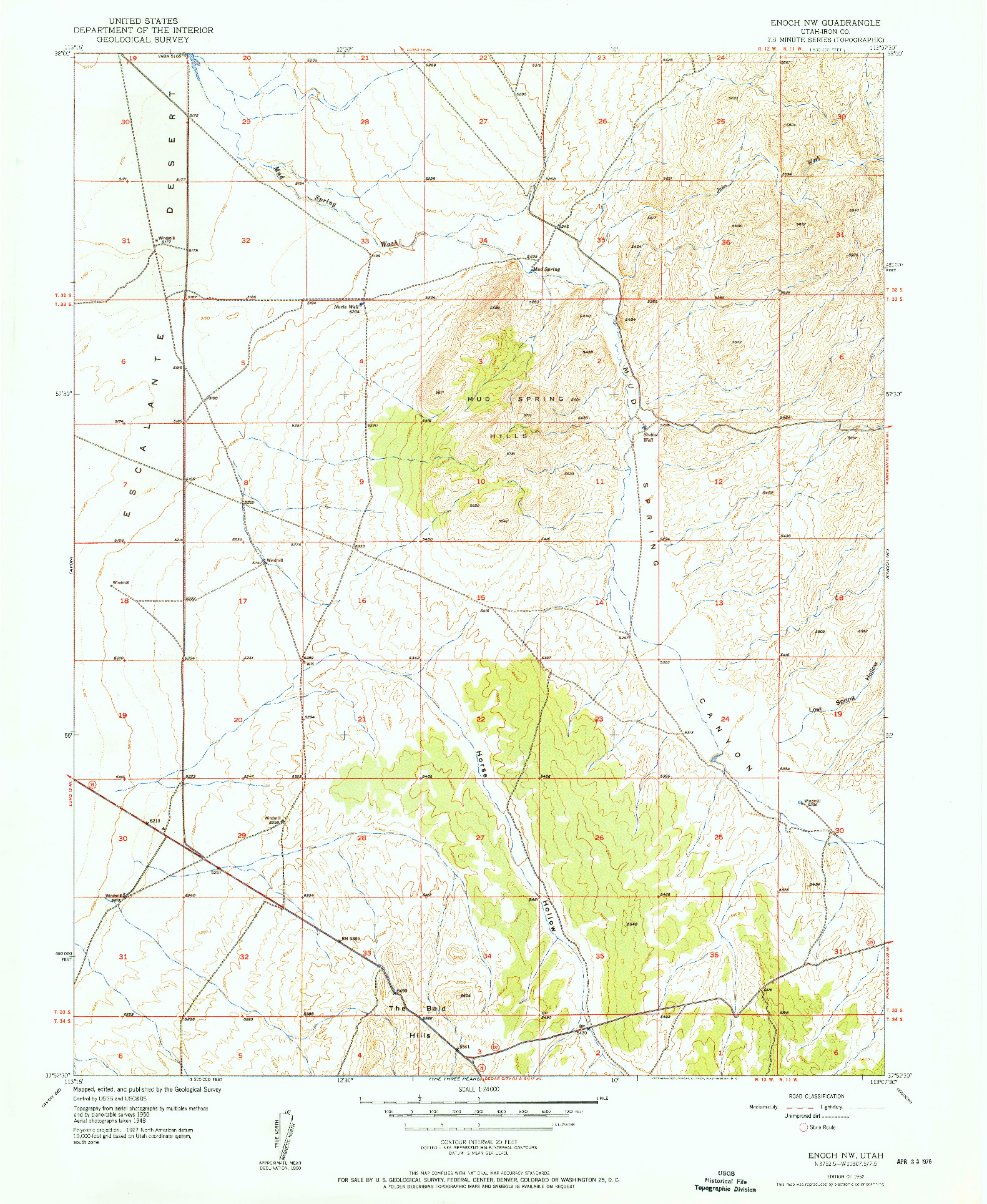 USGS 1:24000-SCALE QUADRANGLE FOR ENOCH NW, UT 1952