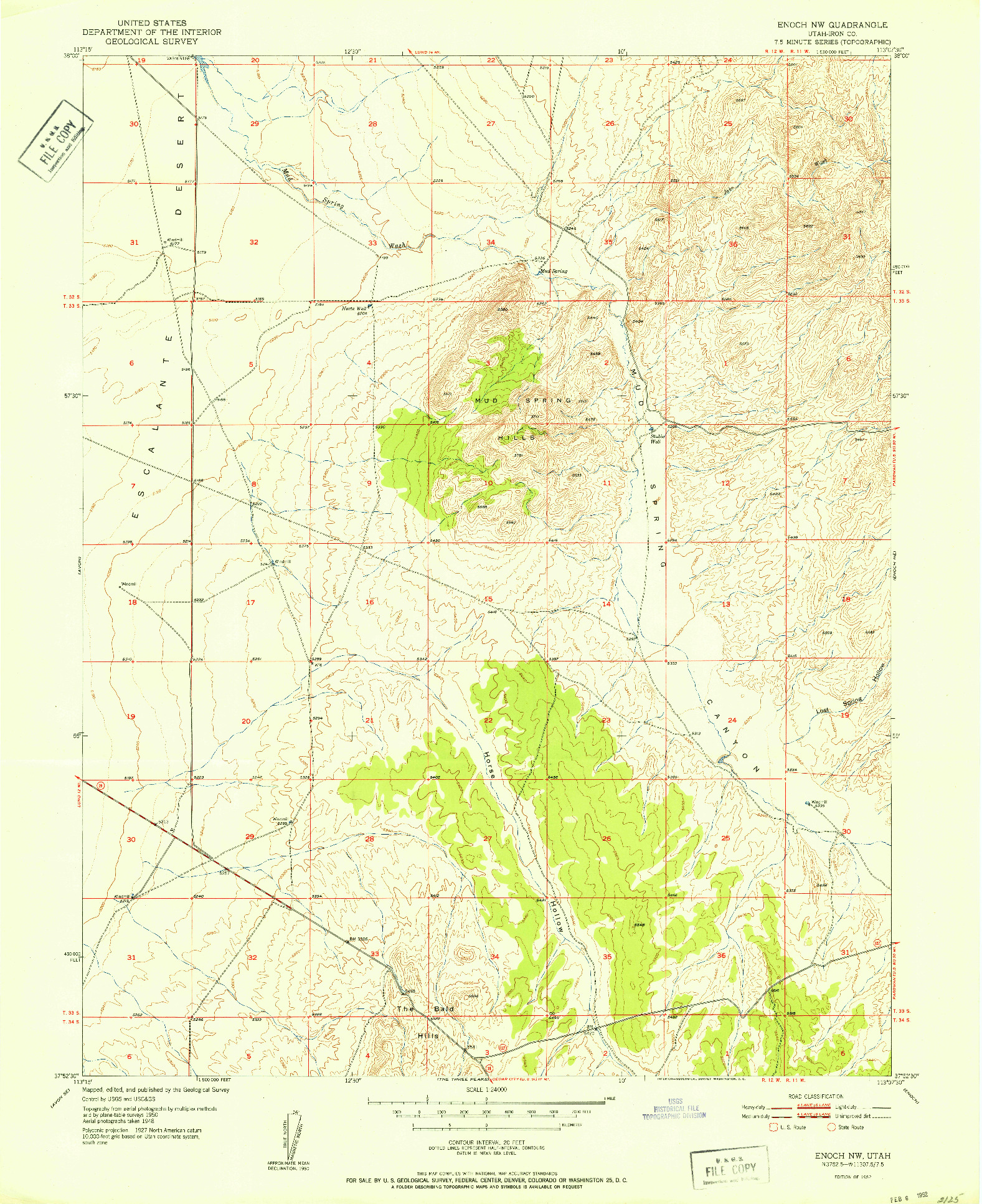 USGS 1:24000-SCALE QUADRANGLE FOR ENOCH NW, UT 1952