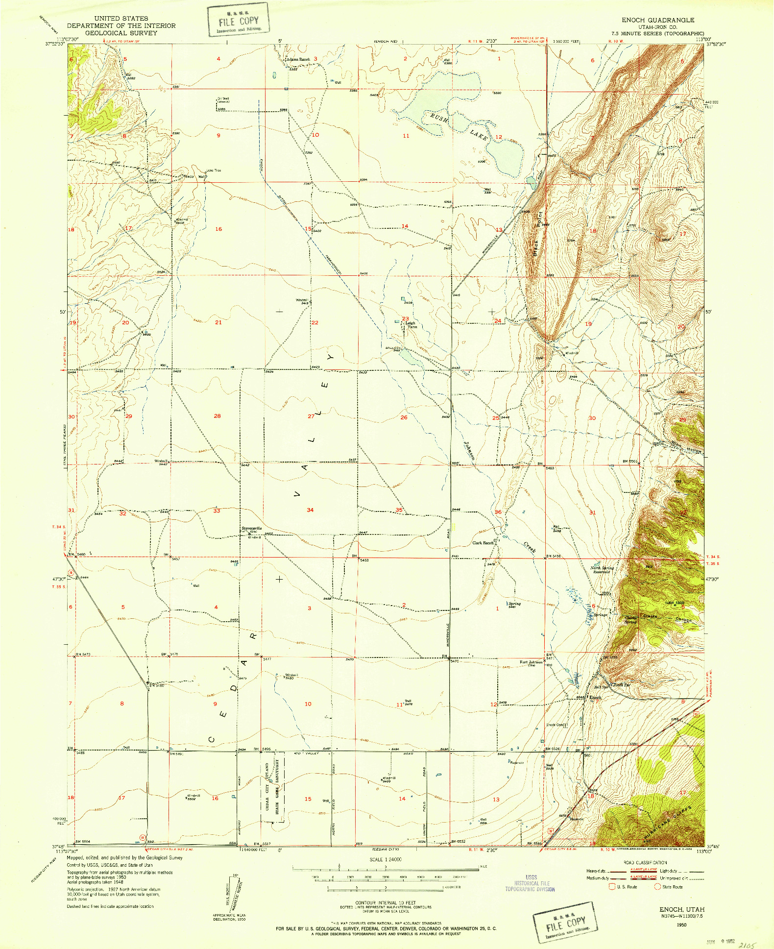 USGS 1:24000-SCALE QUADRANGLE FOR ENOCH, UT 1950