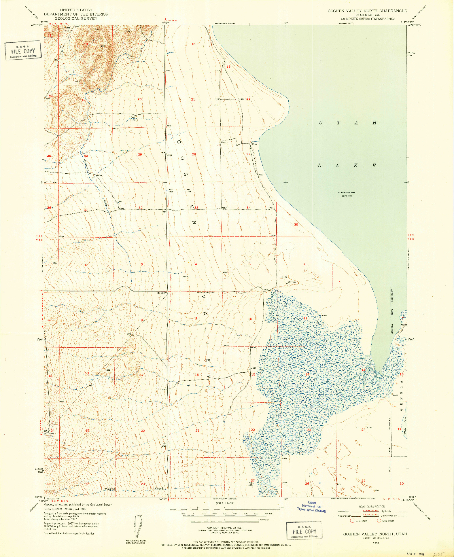 USGS 1:24000-SCALE QUADRANGLE FOR GOSHEN VALLEY NORTH, UT 1950