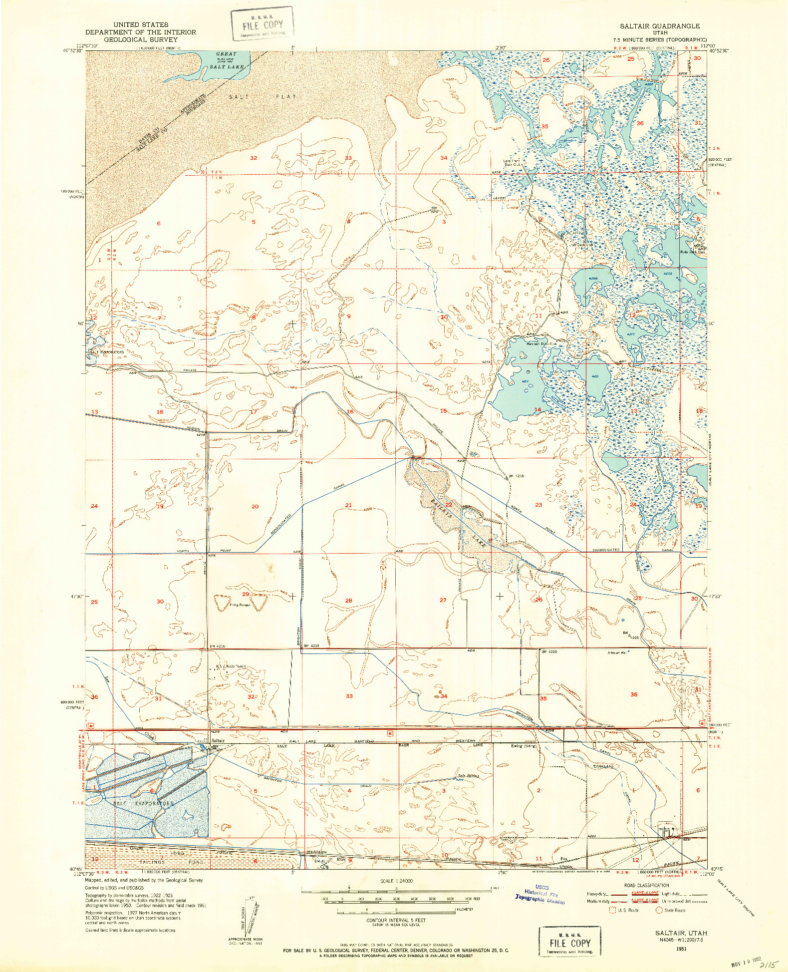 USGS 1:24000-SCALE QUADRANGLE FOR SALTAIR, UT 1951