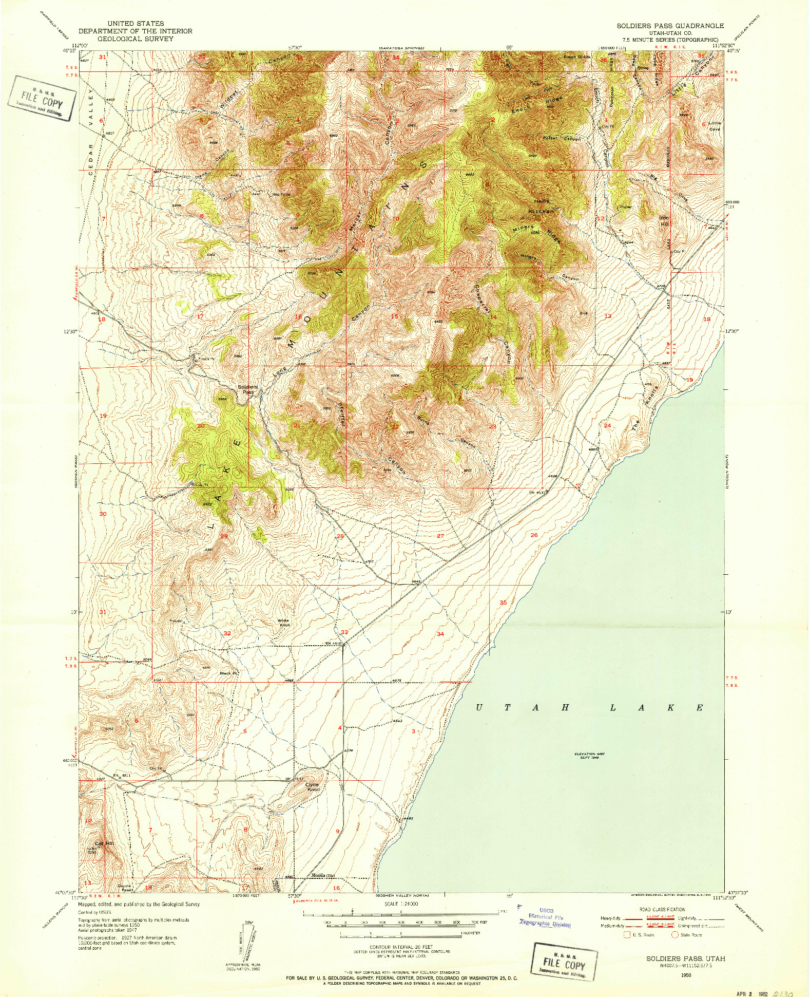 USGS 1:24000-SCALE QUADRANGLE FOR SOLDIERS PASS, UT 1950