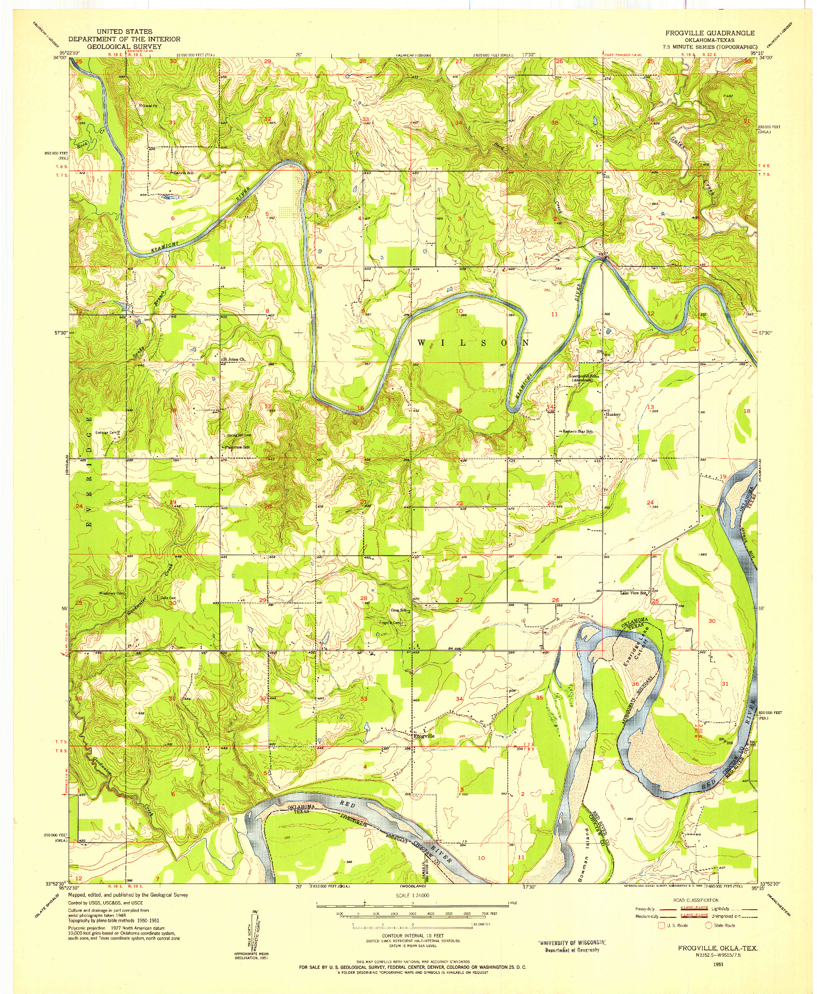 USGS 1:24000-SCALE QUADRANGLE FOR FROGVILLE, OK 1951