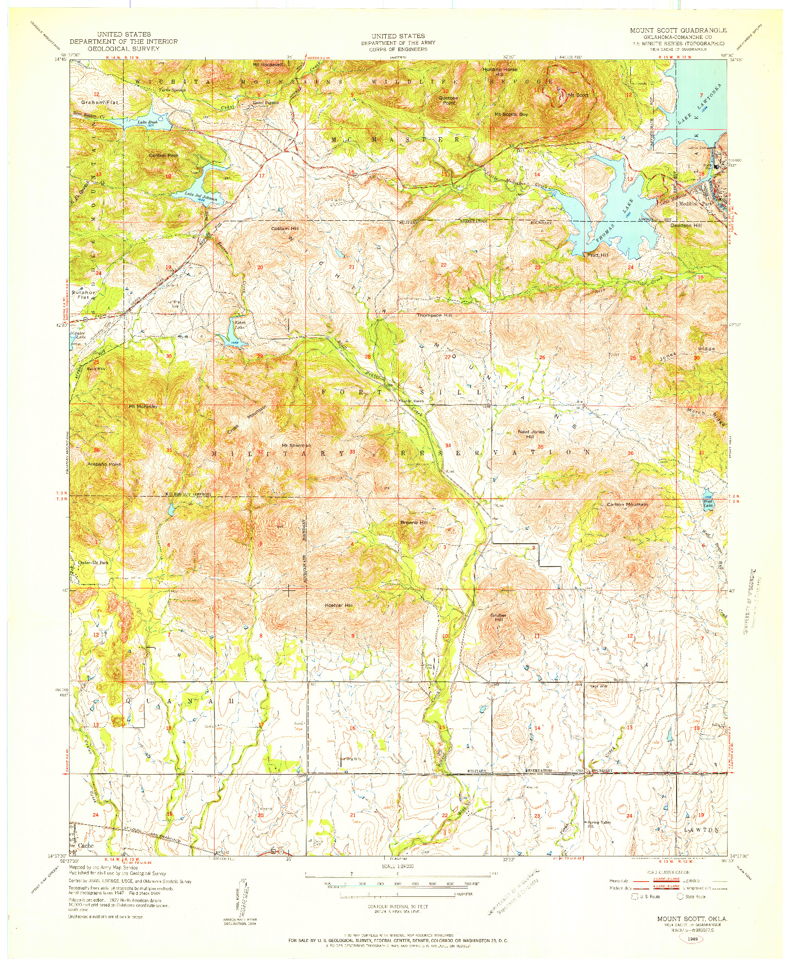 USGS 1:24000-SCALE QUADRANGLE FOR MOUNT SCOTT, OK 1949