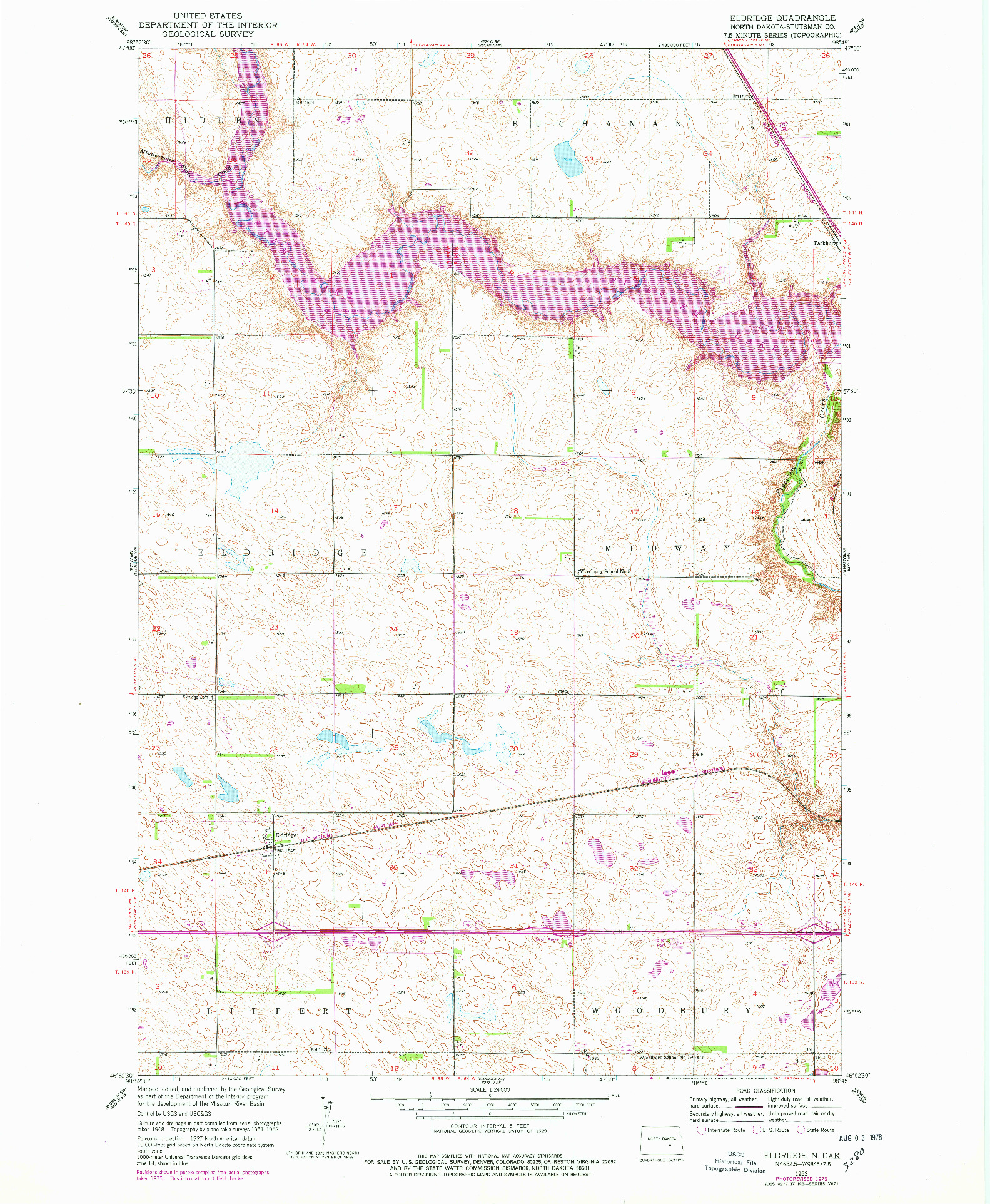 USGS 1:24000-SCALE QUADRANGLE FOR ELDRIDGE, ND 1952