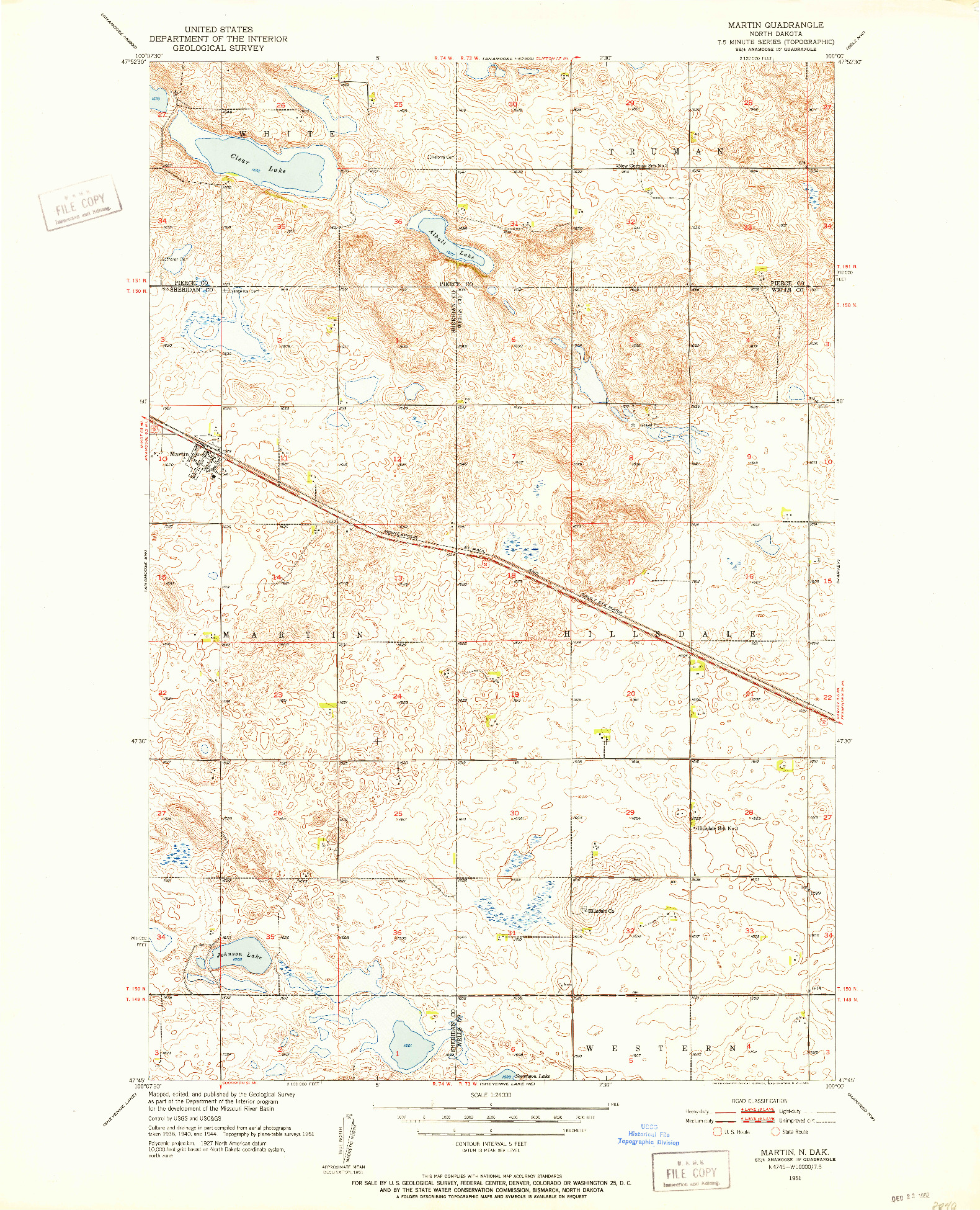 USGS 1:24000-SCALE QUADRANGLE FOR MARTIN, ND 1951
