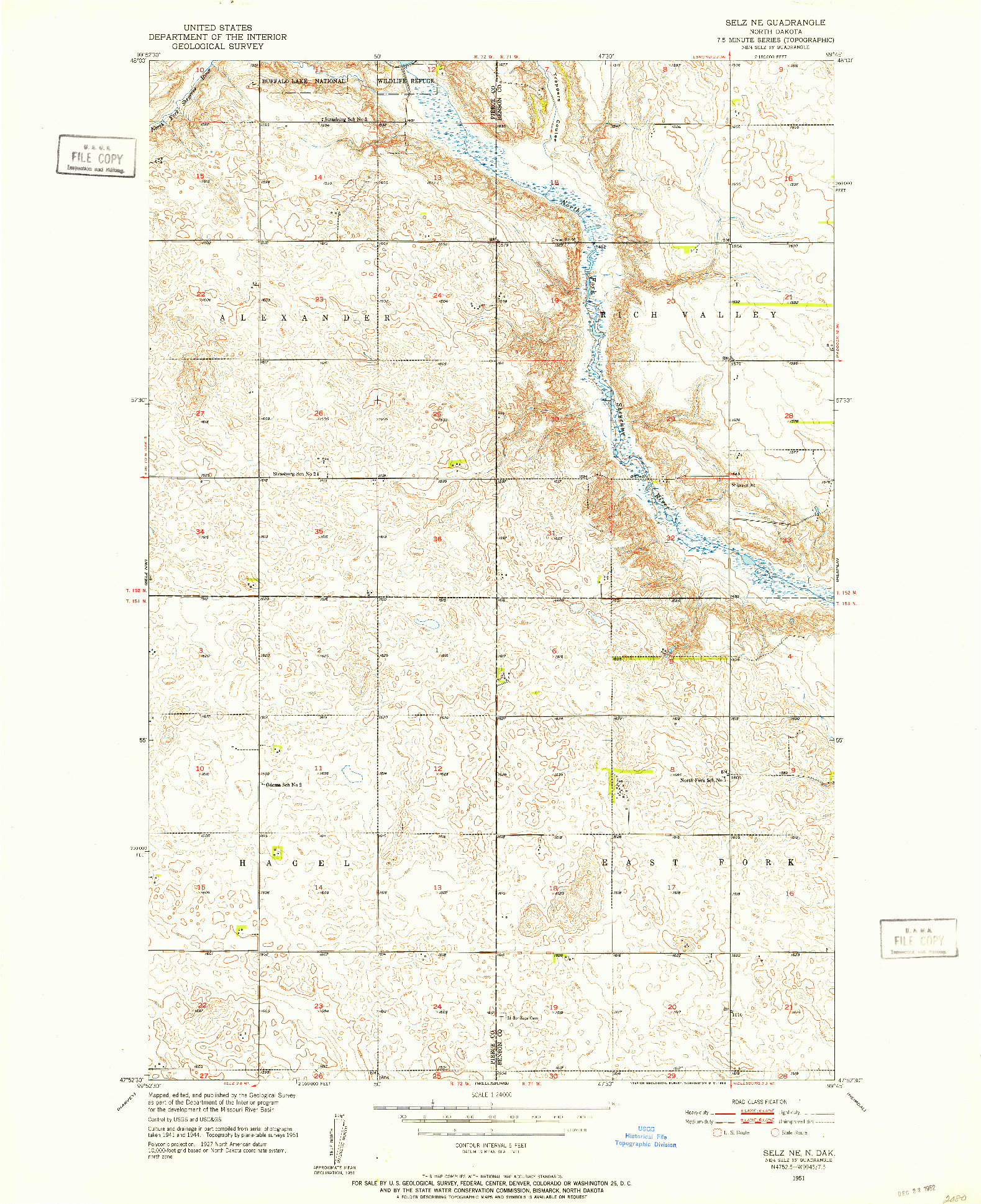 USGS 1:24000-SCALE QUADRANGLE FOR SELZ NE, ND 1951