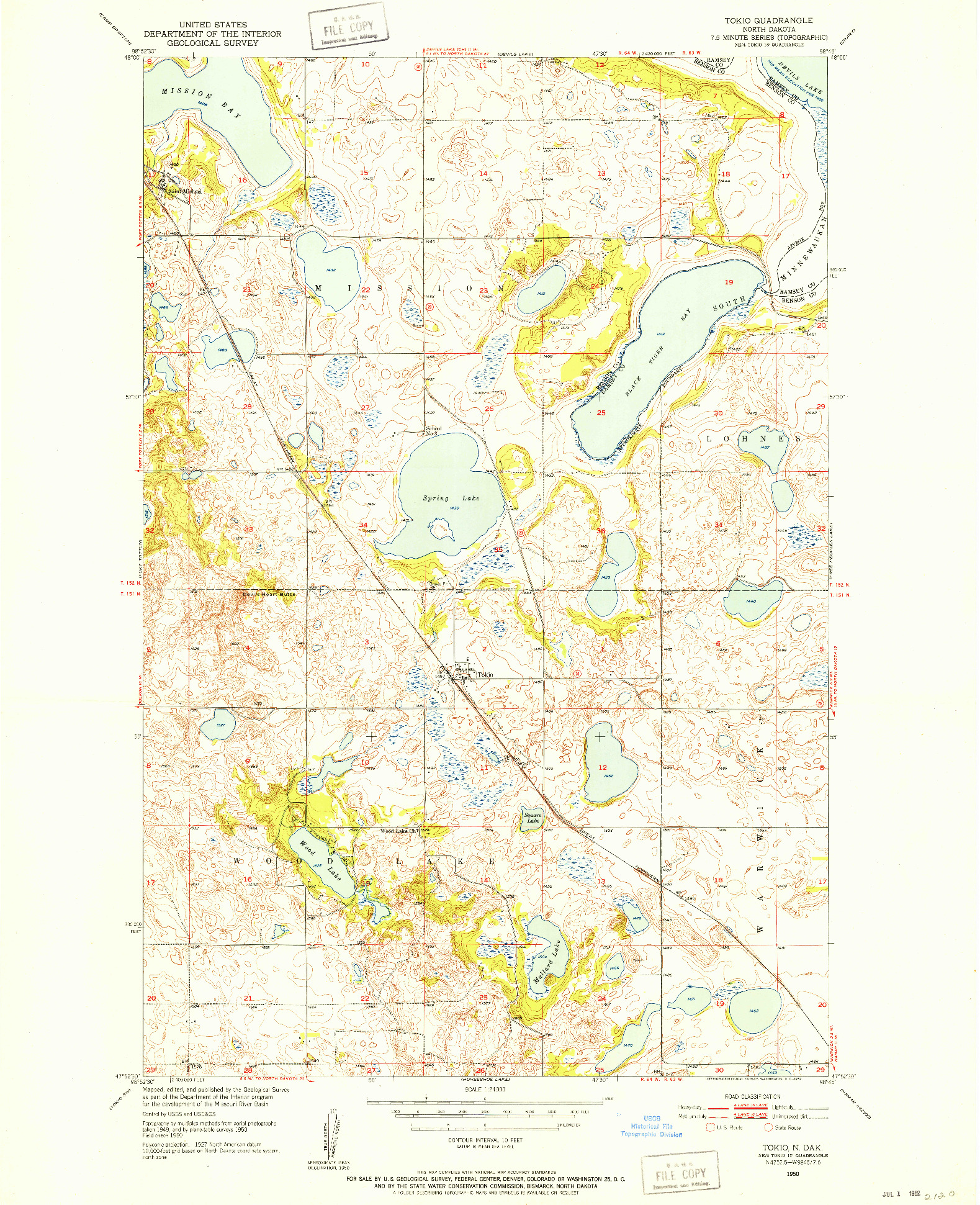 USGS 1:24000-SCALE QUADRANGLE FOR TOKIO, ND 1950