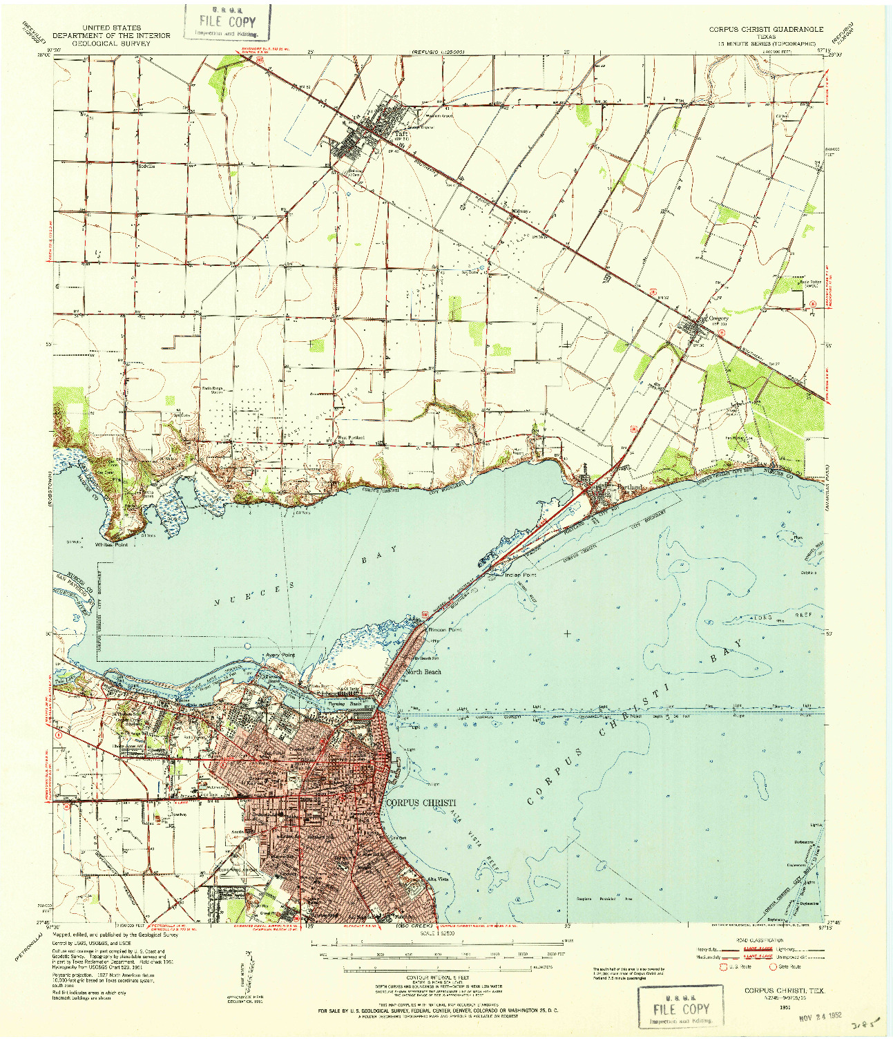 USGS 1:62500-SCALE QUADRANGLE FOR CORPUS CHRISTI, TX 1951