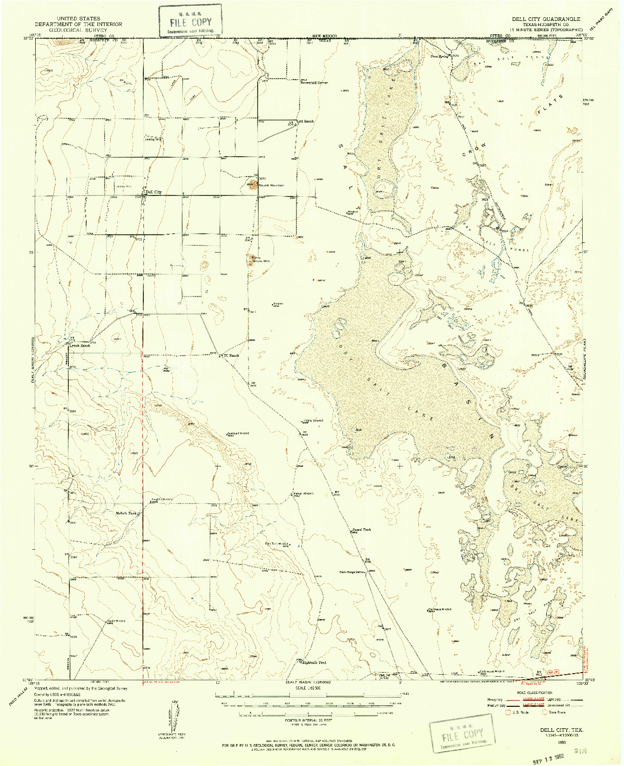 USGS 1:62500-SCALE QUADRANGLE FOR DELL CITY, TX 1951