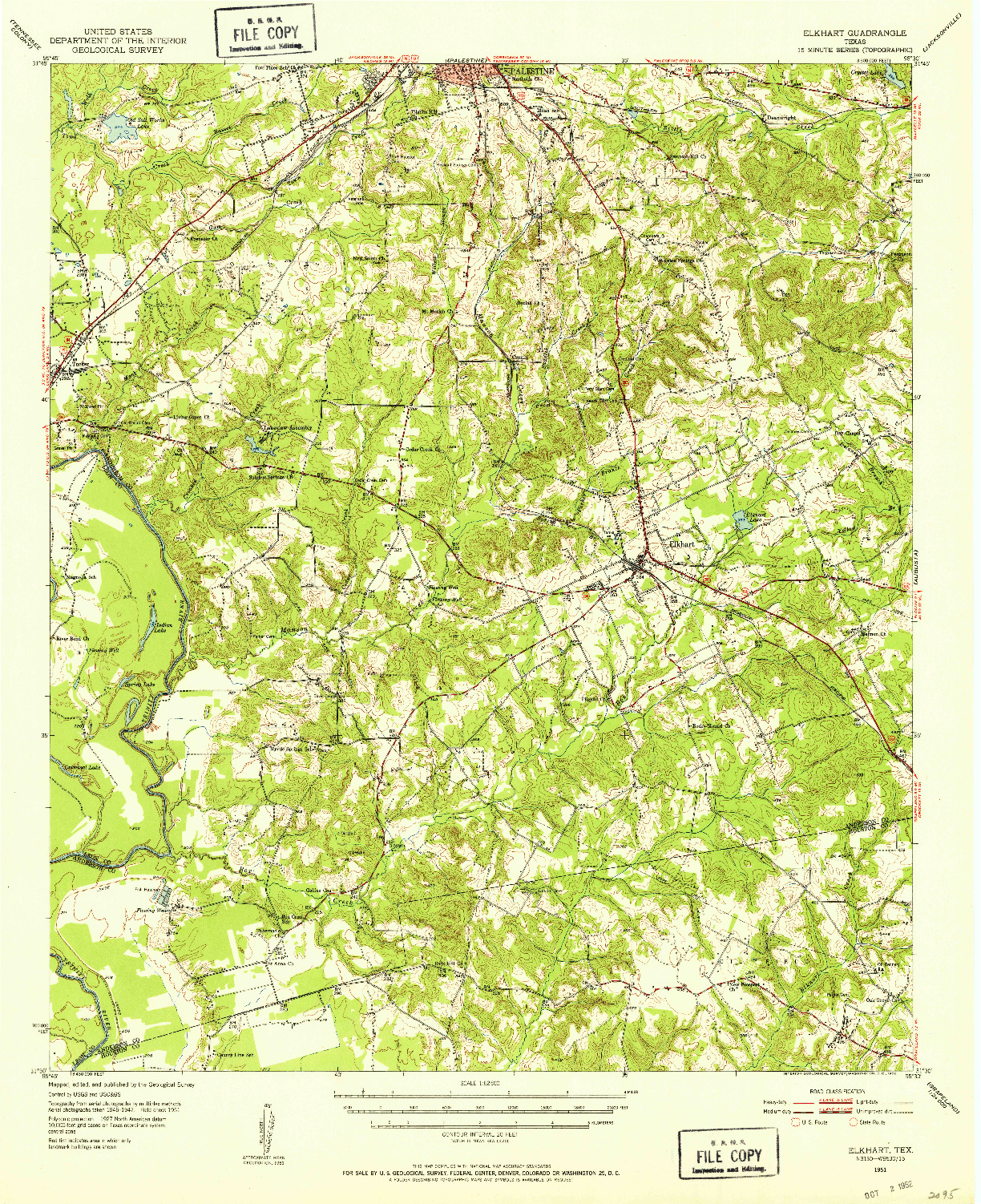 USGS 1:62500-SCALE QUADRANGLE FOR ELKHART, TX 1951