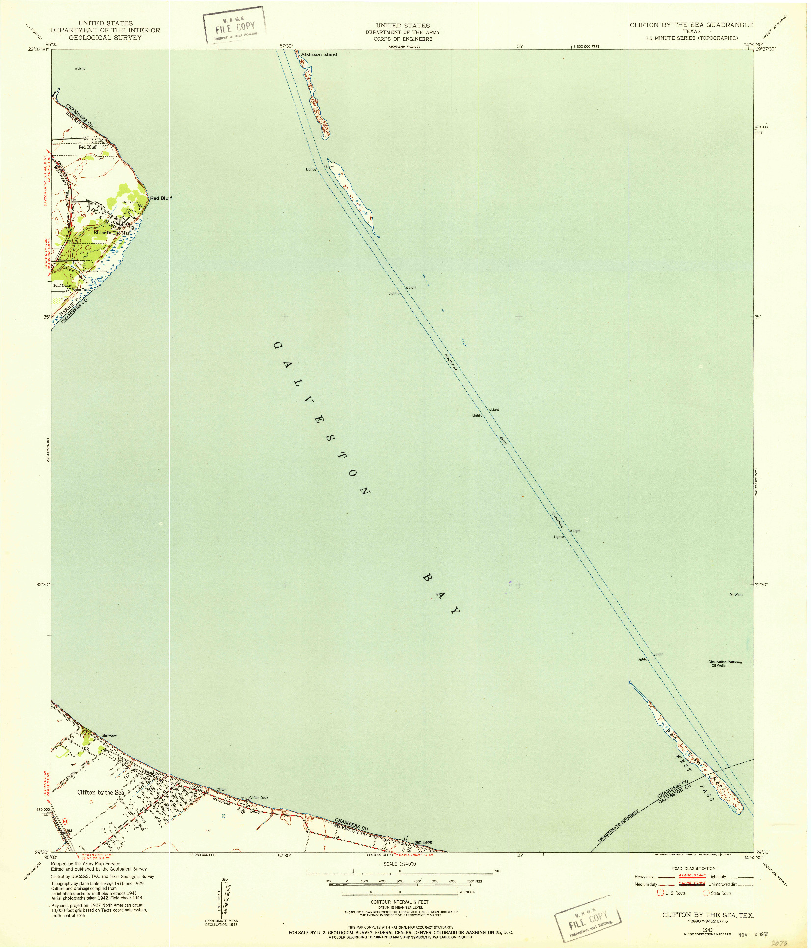 USGS 1:24000-SCALE QUADRANGLE FOR CLIFTON BY THE SEA, TX 1943