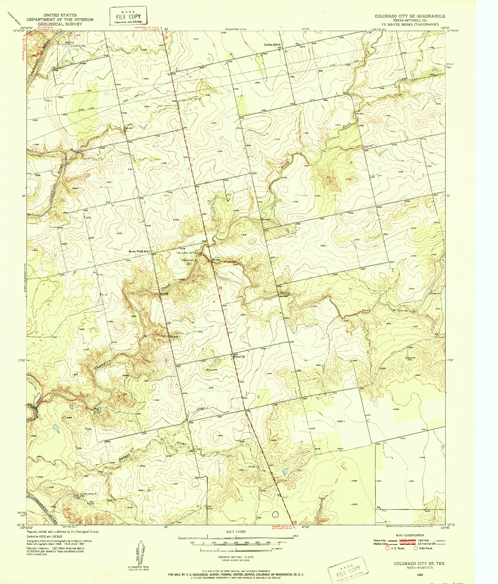 USGS 1:24000-SCALE QUADRANGLE FOR COLORADO CITY SE, TX 1950