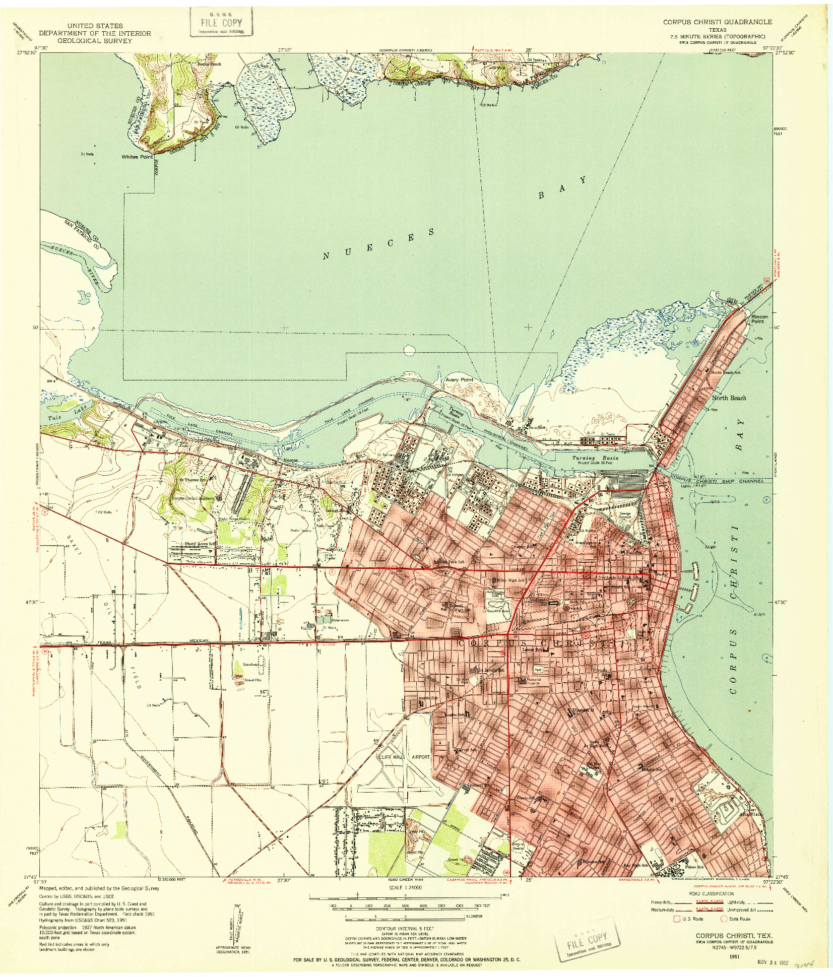 USGS 1:24000-SCALE QUADRANGLE FOR CORPUS CHRISTI, TX 1951