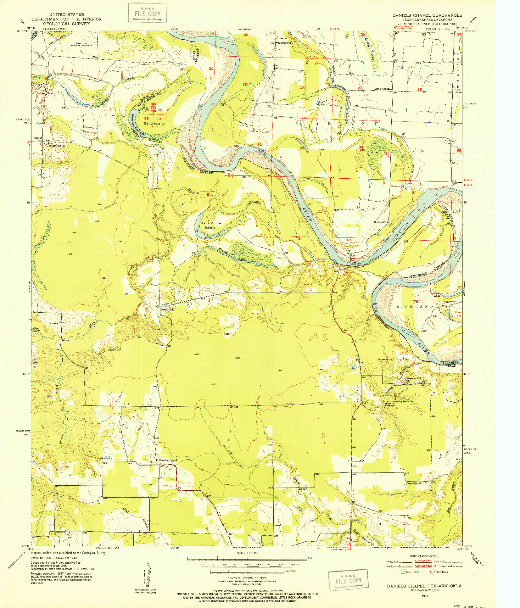 USGS 1:24000-SCALE QUADRANGLE FOR DANIELS CHAPEL, TX 1951