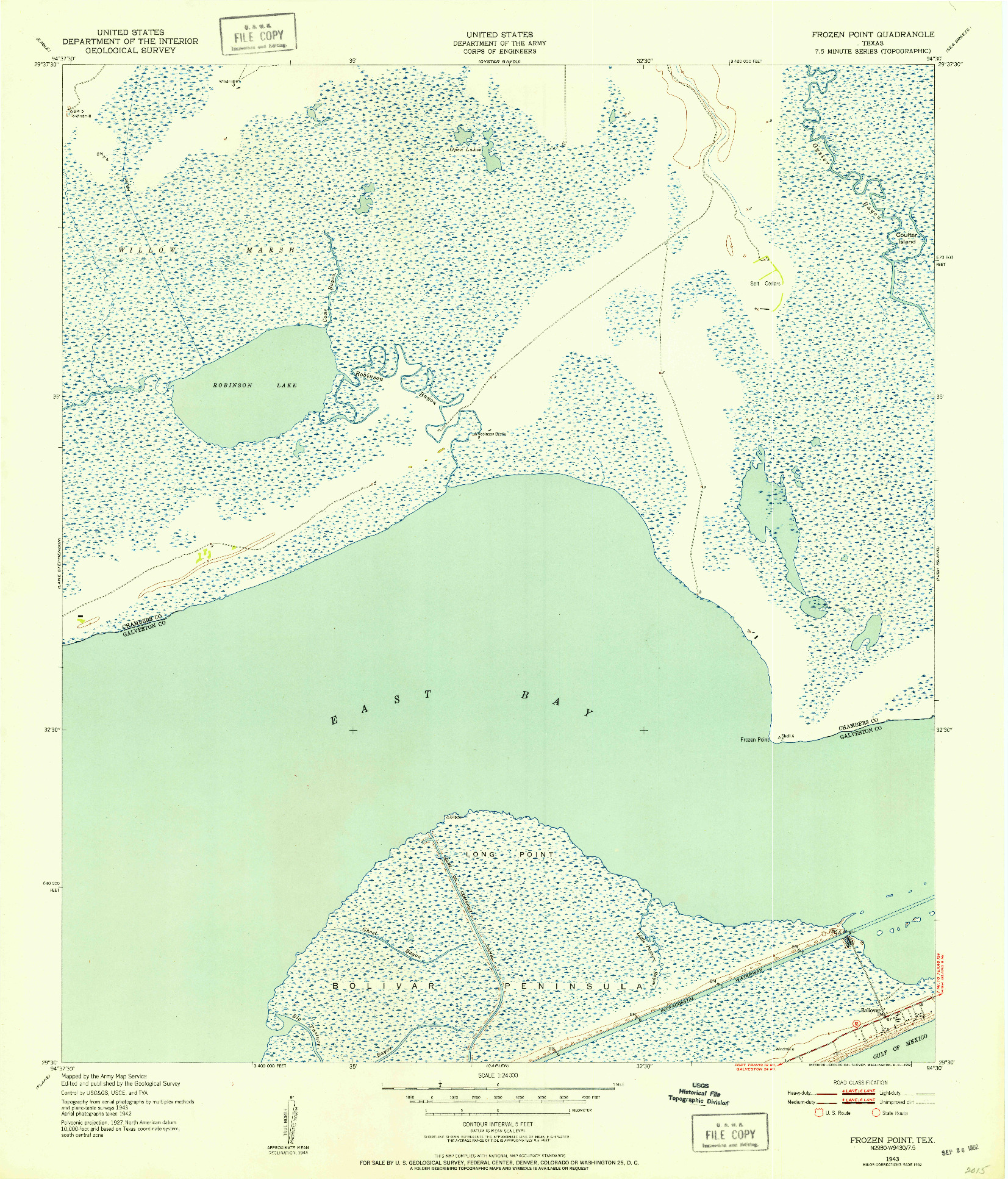 USGS 1:24000-SCALE QUADRANGLE FOR FROZEN POINT, TX 1943