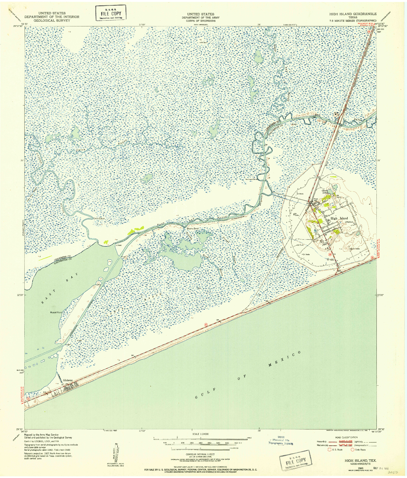 USGS 1:24000-SCALE QUADRANGLE FOR HIGH ISLAND, TX 1943