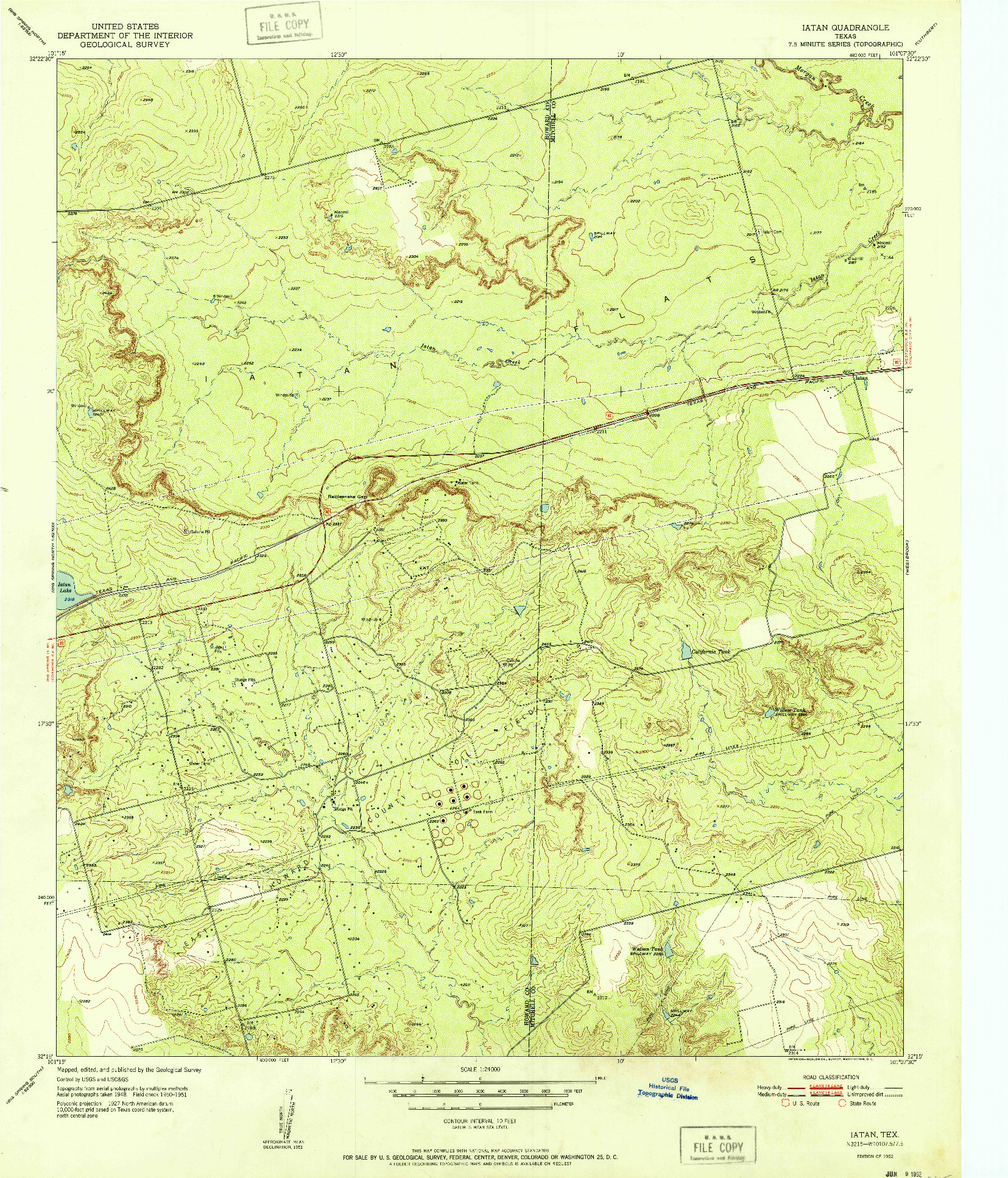 USGS 1:24000-SCALE QUADRANGLE FOR IATAN, TX 1952