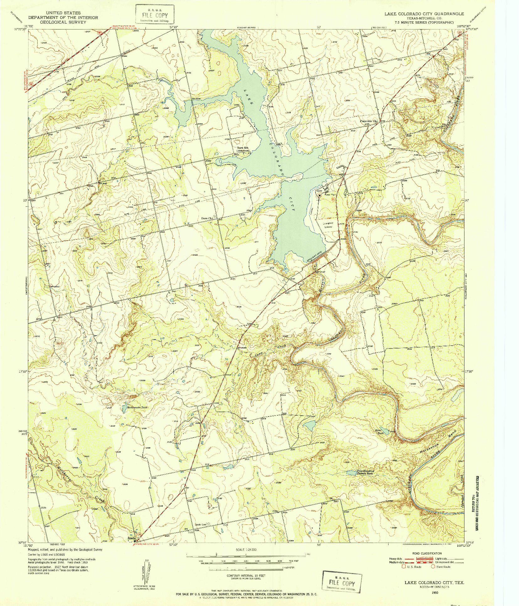 USGS 1:24000-SCALE QUADRANGLE FOR LAKE COLORADO CITY, TX 1950