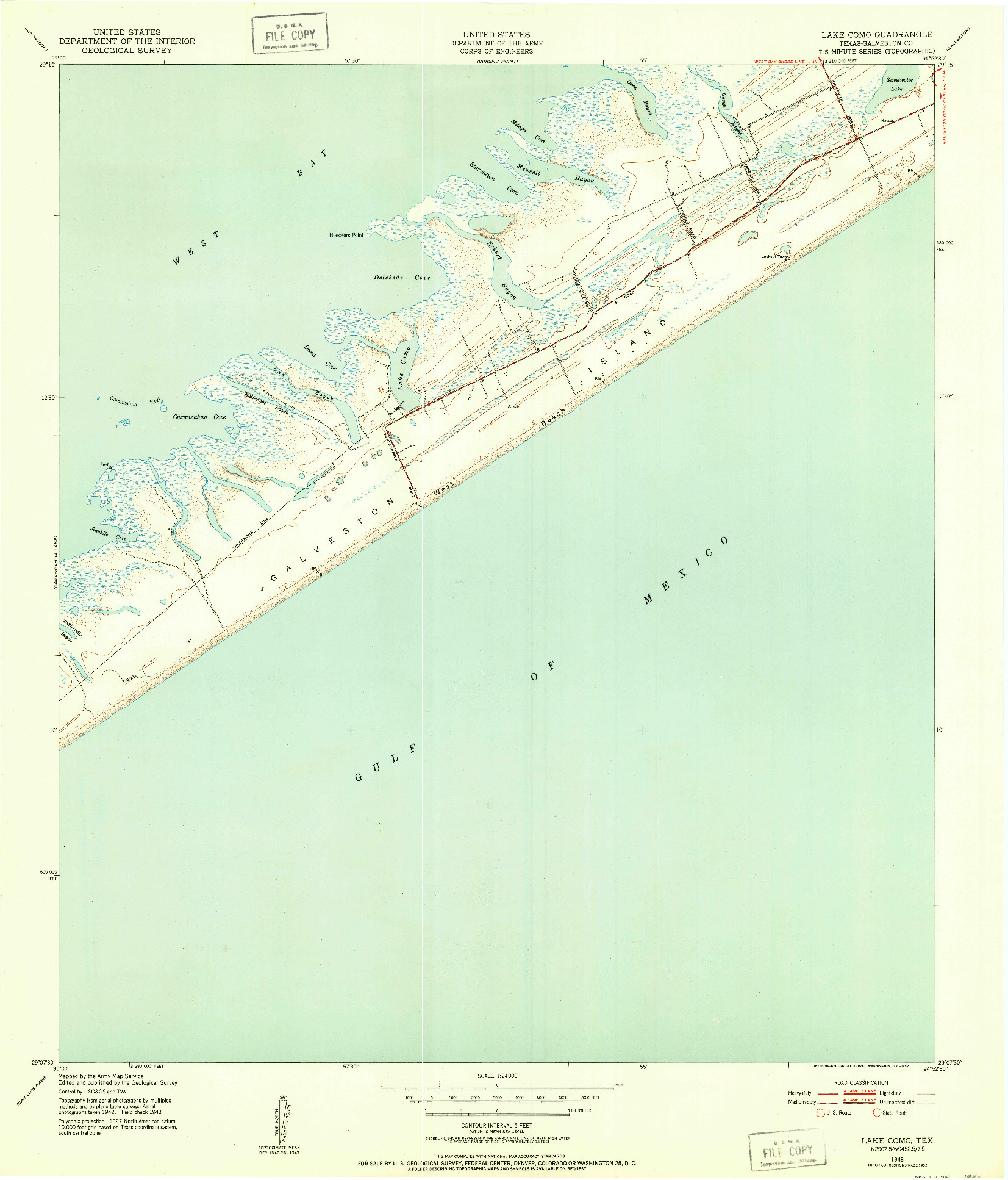USGS 1:24000-SCALE QUADRANGLE FOR LAKE COMO, TX 1943