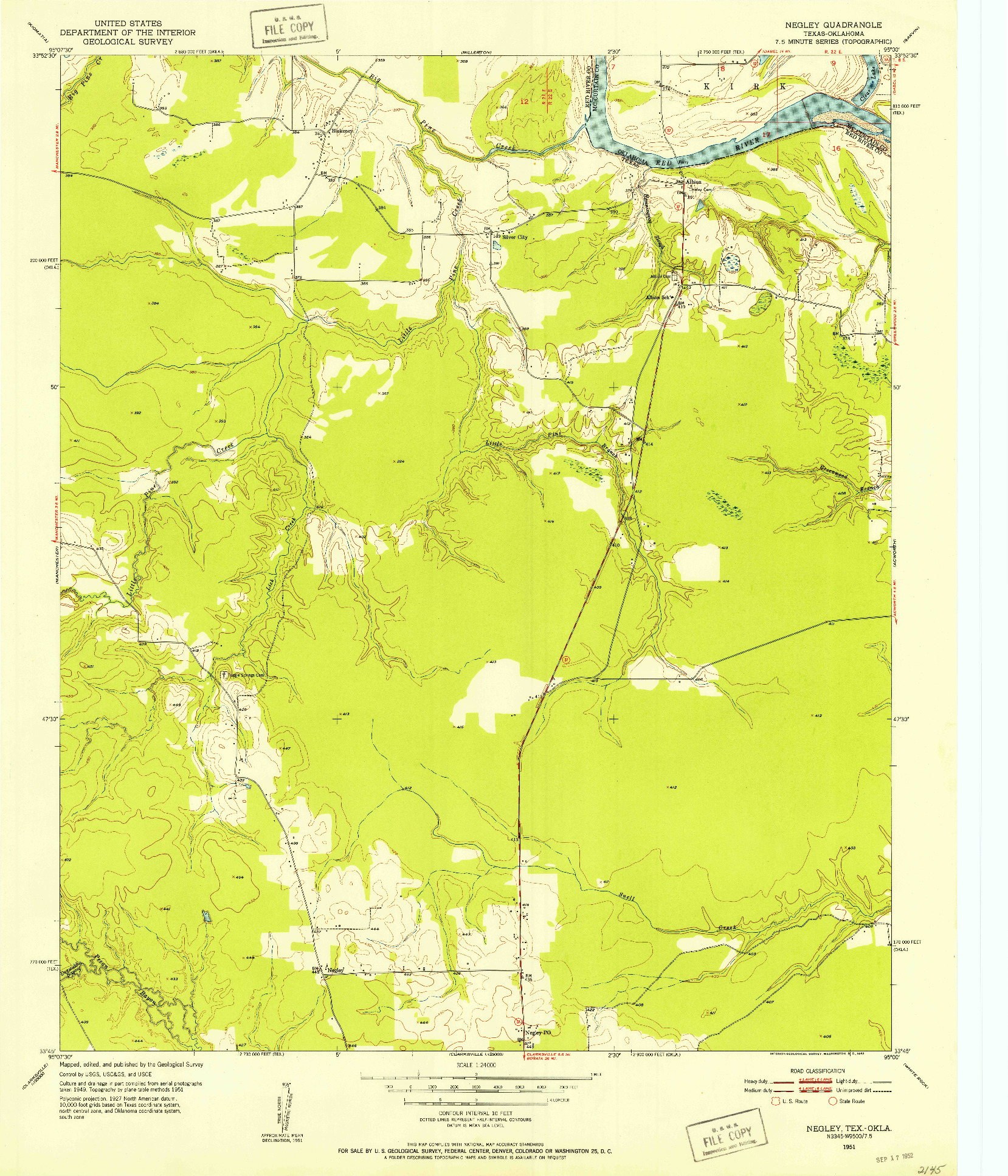 USGS 1:24000-SCALE QUADRANGLE FOR NEGLEY, TX 1951