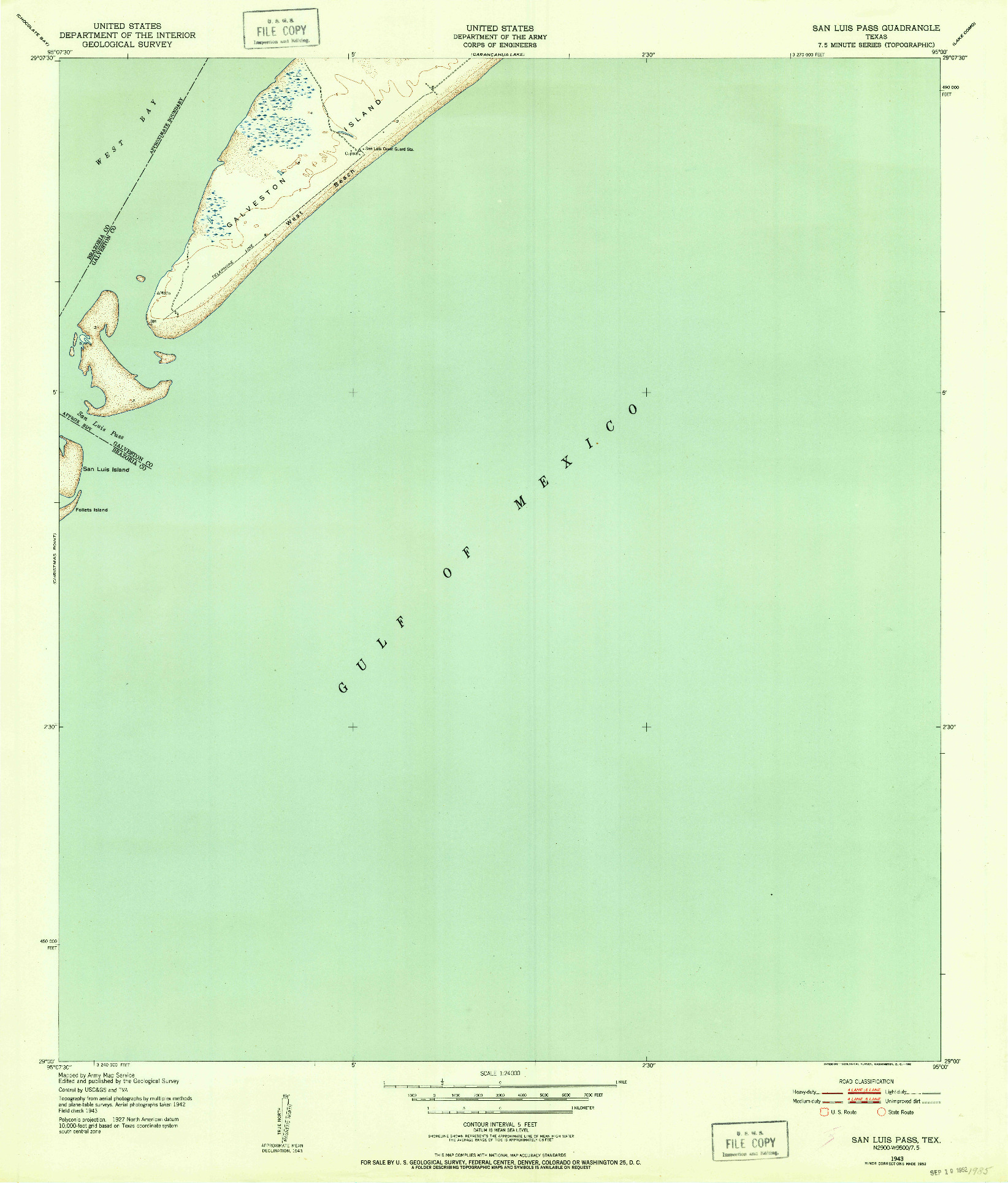 USGS 1:24000-SCALE QUADRANGLE FOR SAN LUIS PASS, TX 1943