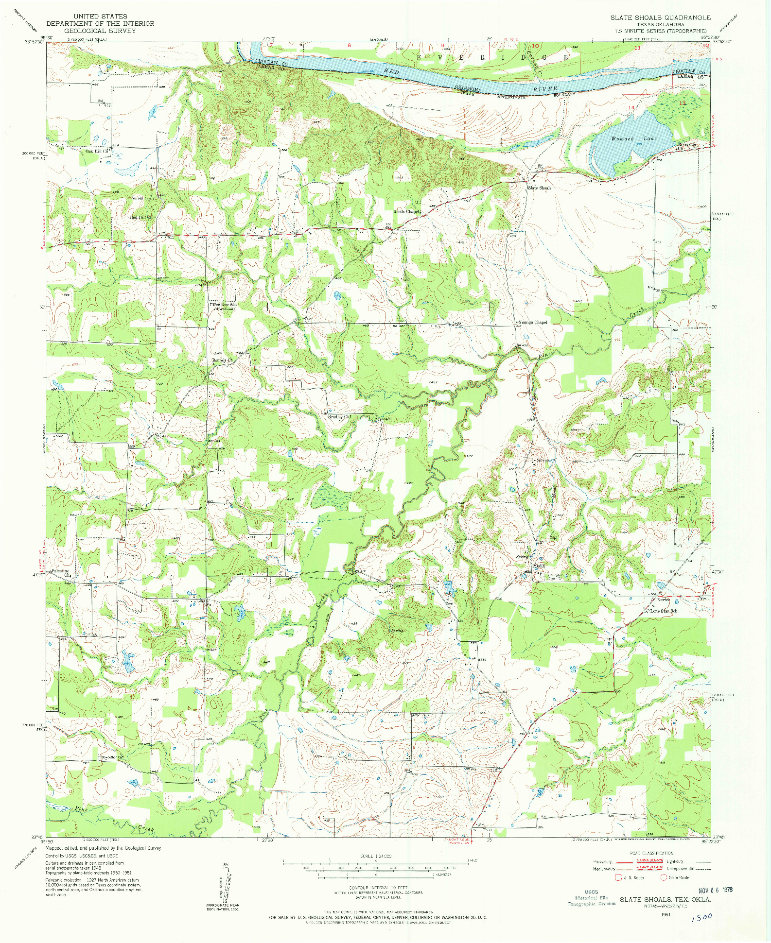 USGS 1:24000-SCALE QUADRANGLE FOR SLATE SHOALS, TX 1951