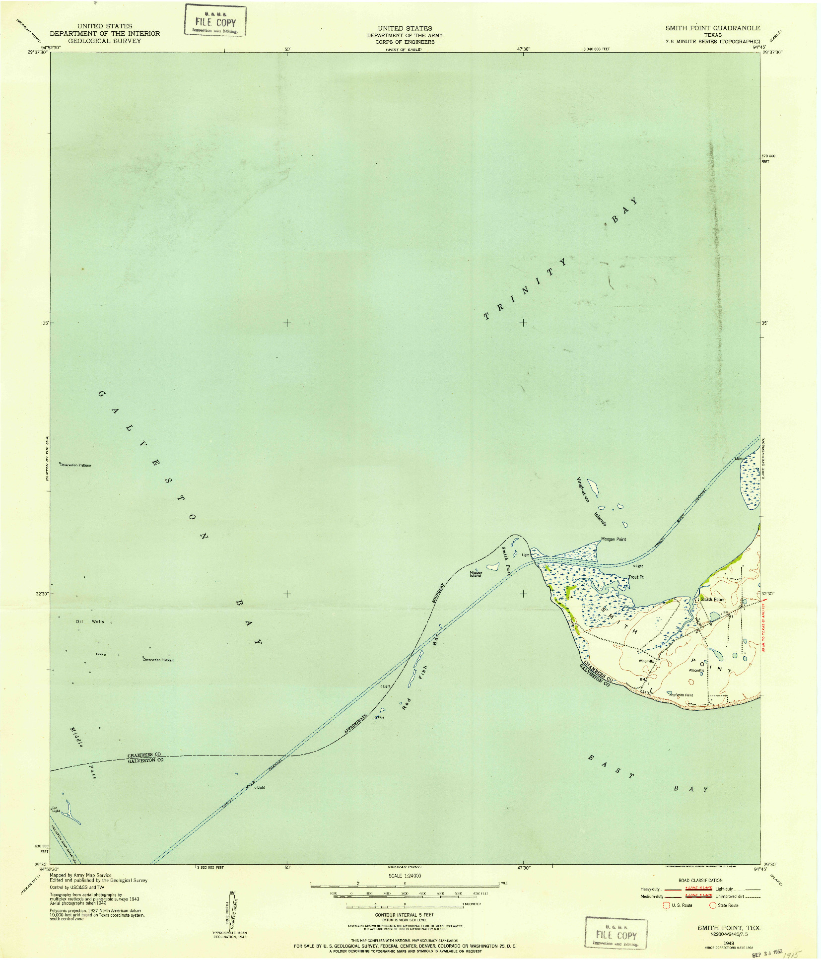 USGS 1:24000-SCALE QUADRANGLE FOR SMITH POINT, TX 1943