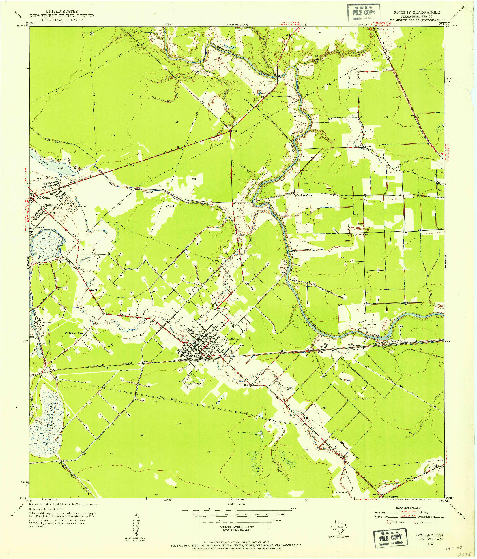 USGS 1:24000-SCALE QUADRANGLE FOR SWEENY, TX 1952